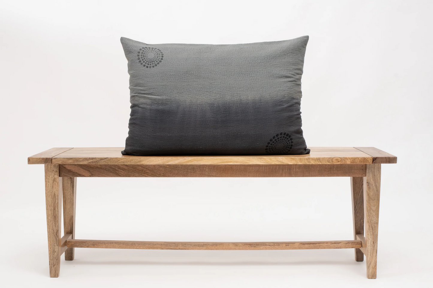 Vintage Fray Patch & Ombre Kantha Pillow Sham -Yellow Stone -