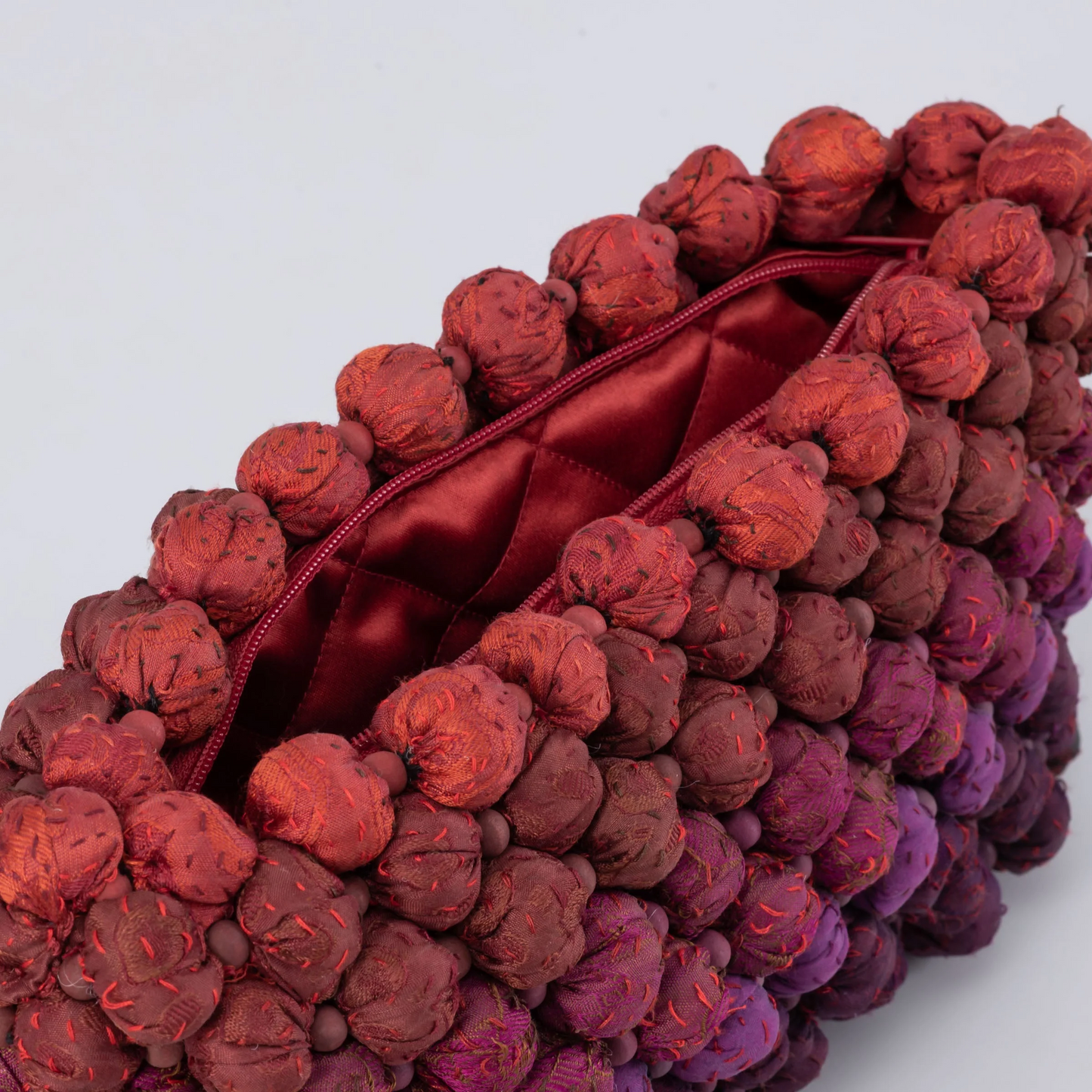 Vintage Cotton & Silk Kantha Clutch Bag -Red-