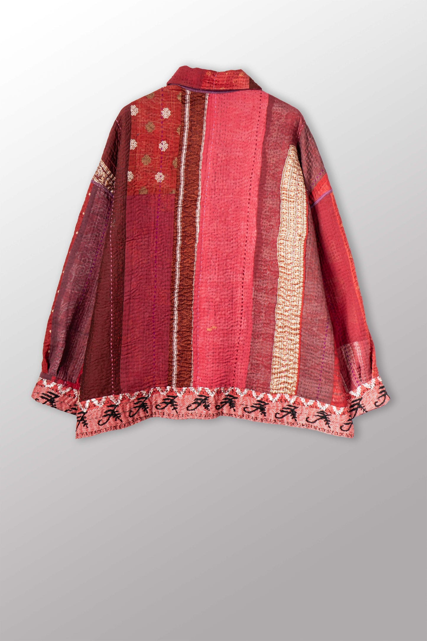 STRIPE RALLIS KANTHA RELAXED SHIRT JACKET - pr4j105-red -