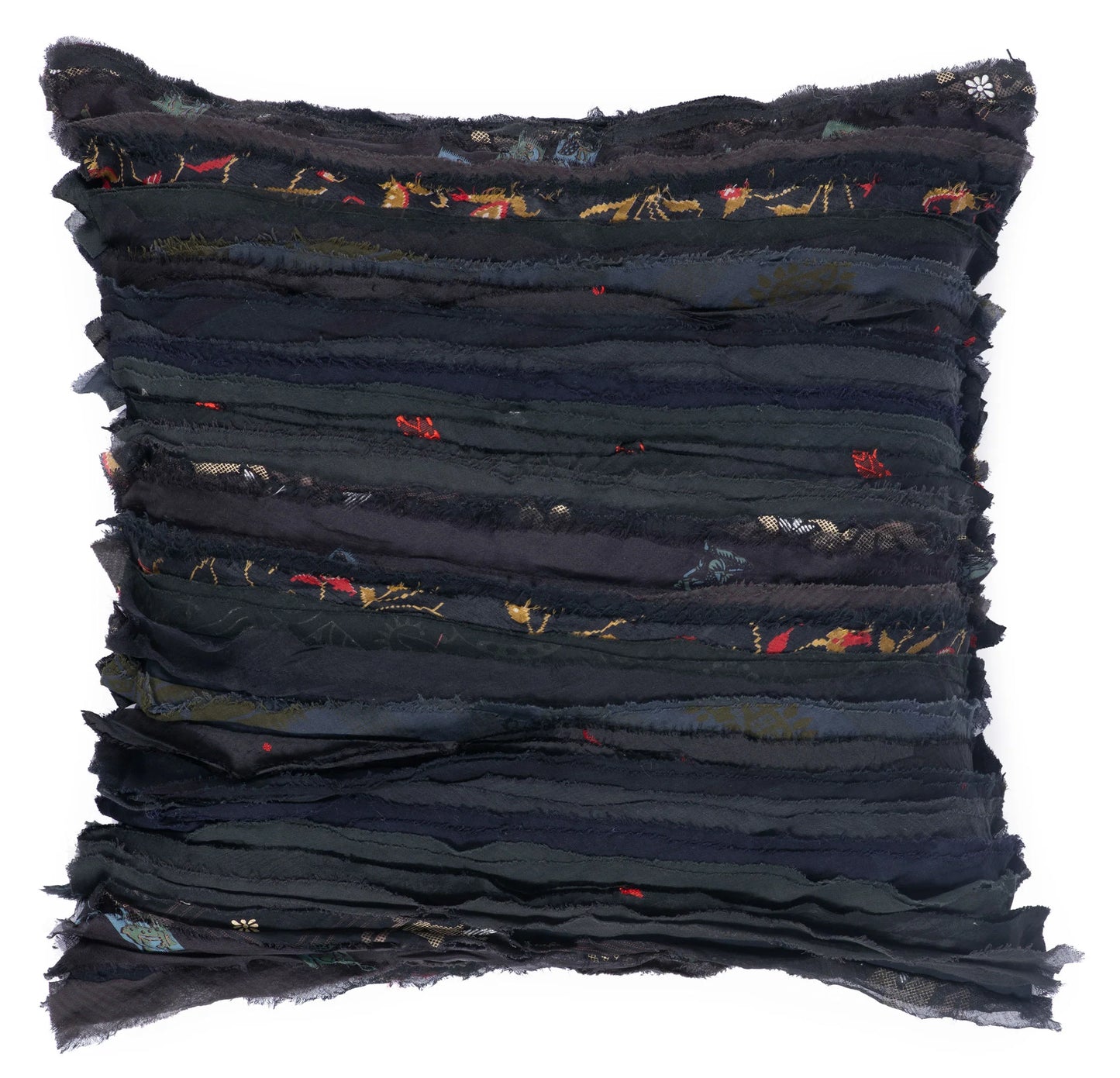 Wavy Stripe Patch Pillow -Black