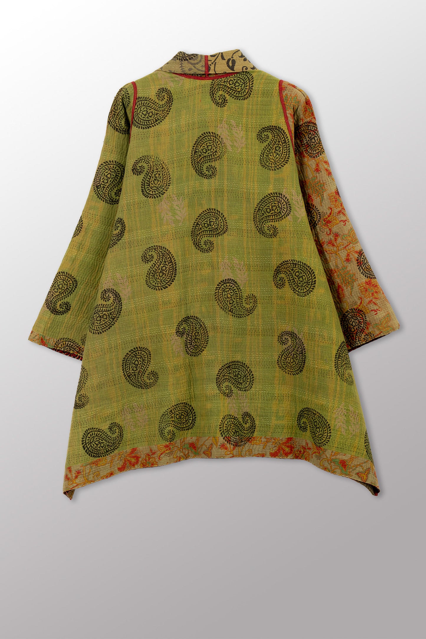 COTTON OVERDYE KANTHA A-LINE JKT - ov4003-cgrn032a -