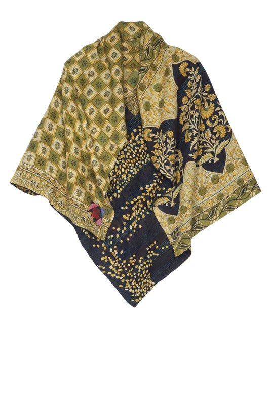 VINTAGE COTTON KANTHA SQUARE SCARF STANDARD - cv2809-0005a -