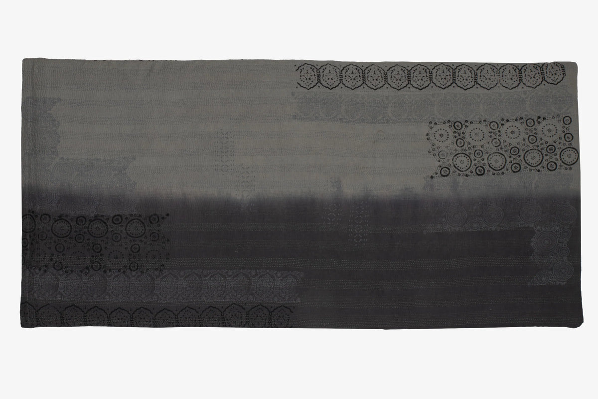 Vintage Fray Patch & Ombre Kantha Day Bed Mattress Cover -Yellow Stone