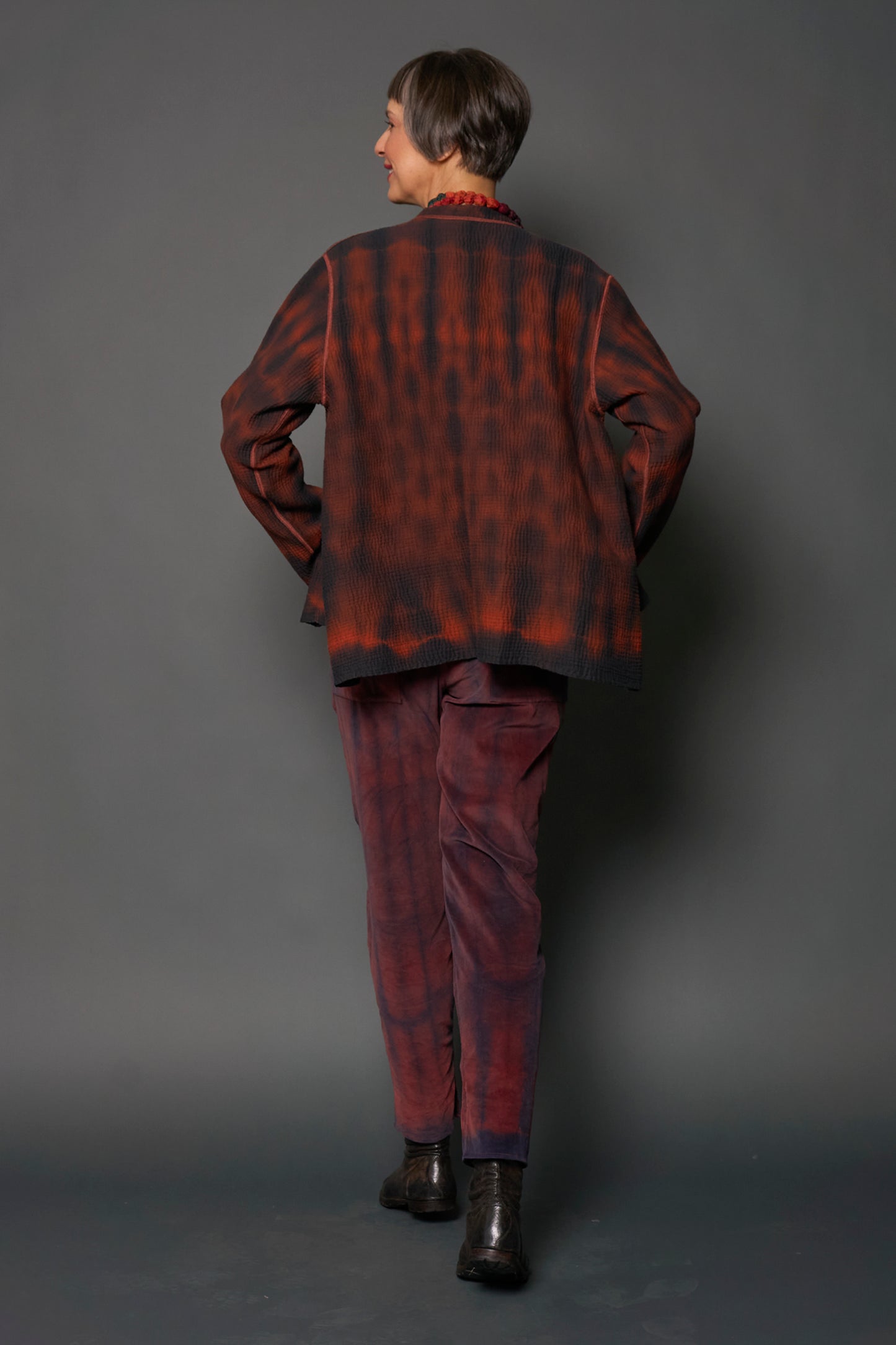 MONE SHIBORI TIE DYE KANTHA KAFTAN JACKET SHORT - ms4088-org -