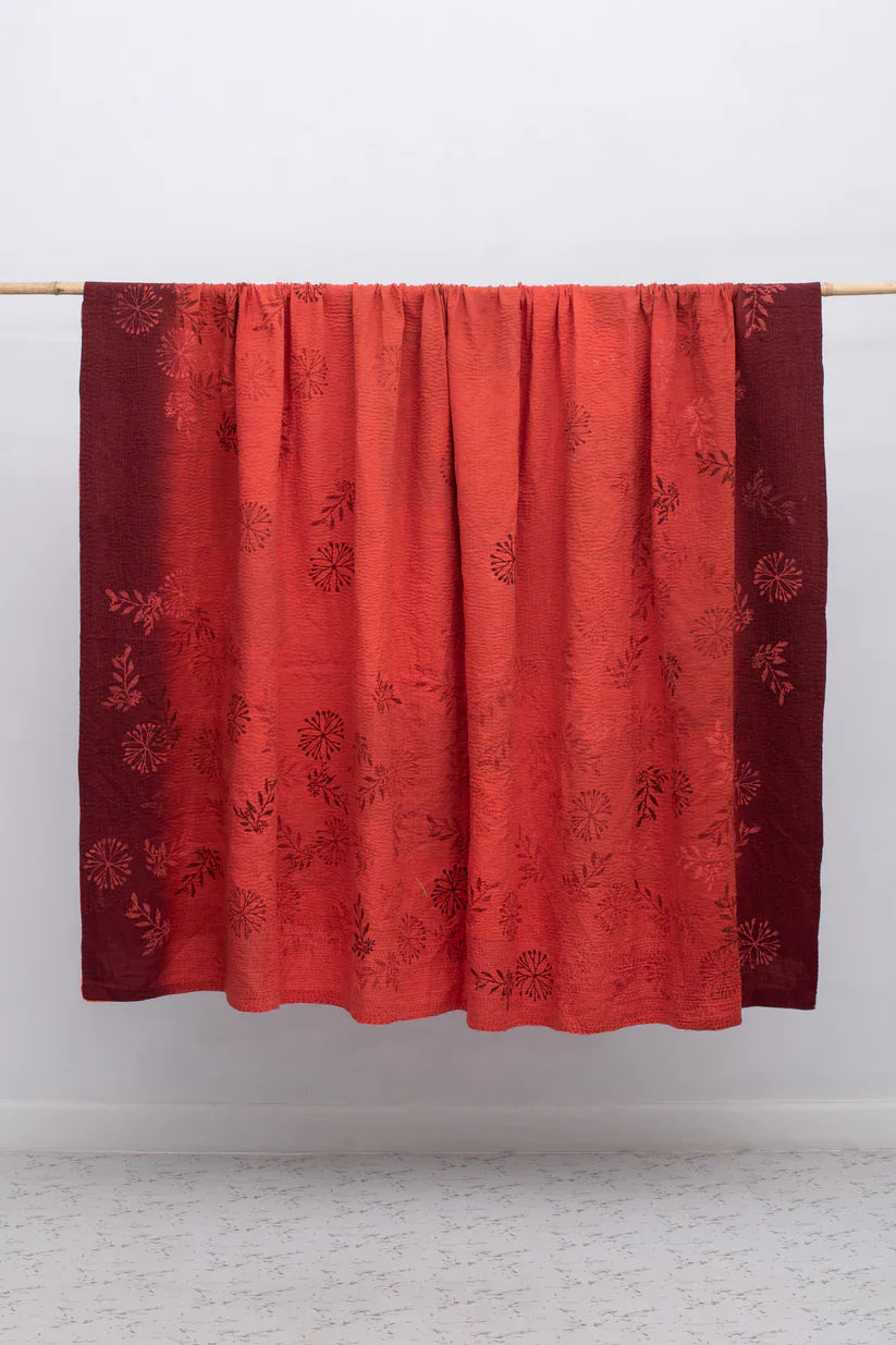 Ombre Patch Vintage Cotton Kantha Table Covers -Orange