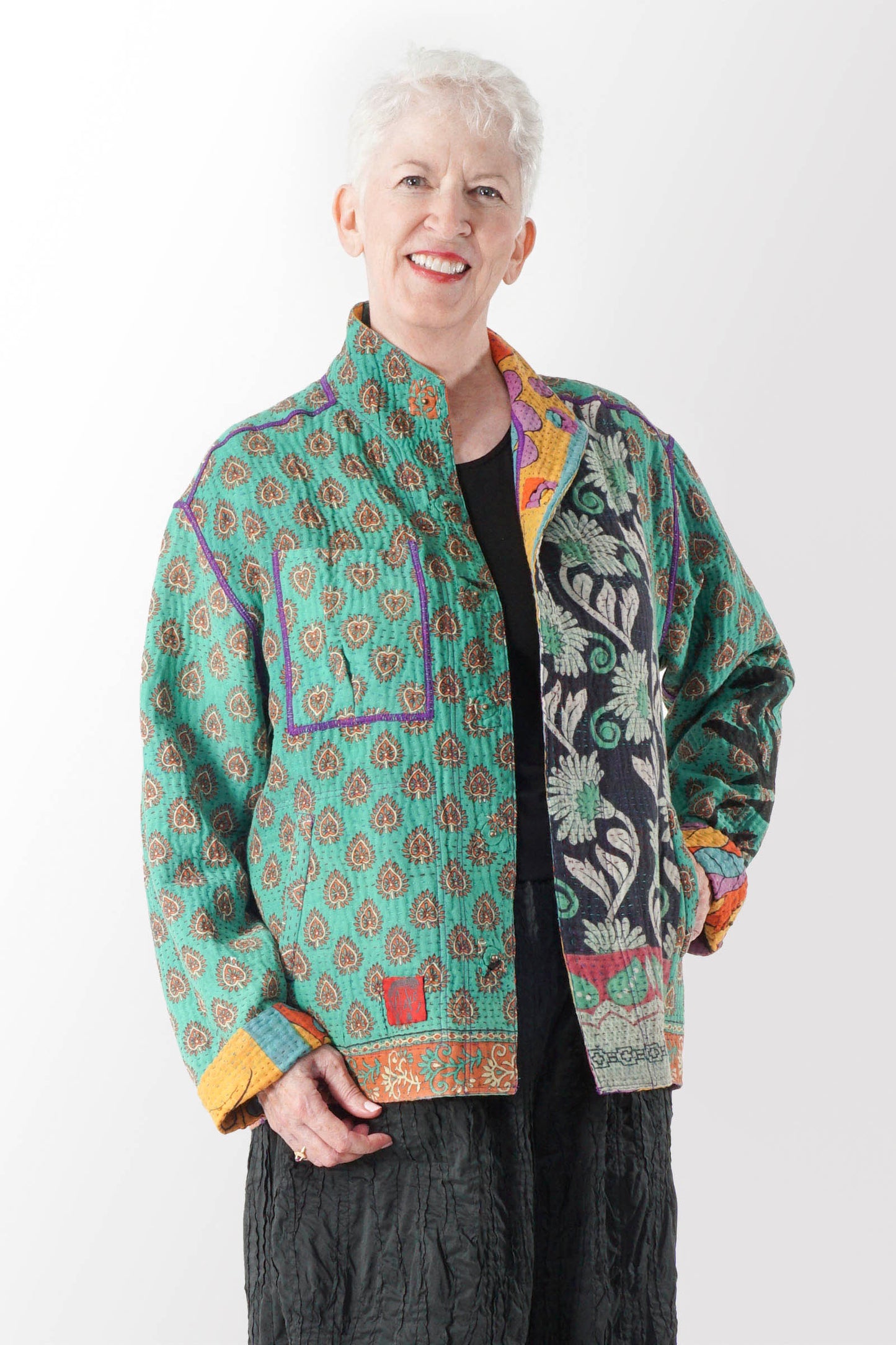 VINTAGE COTTON KANTHA MEN'S BLOUSON - cv4040-0016s -