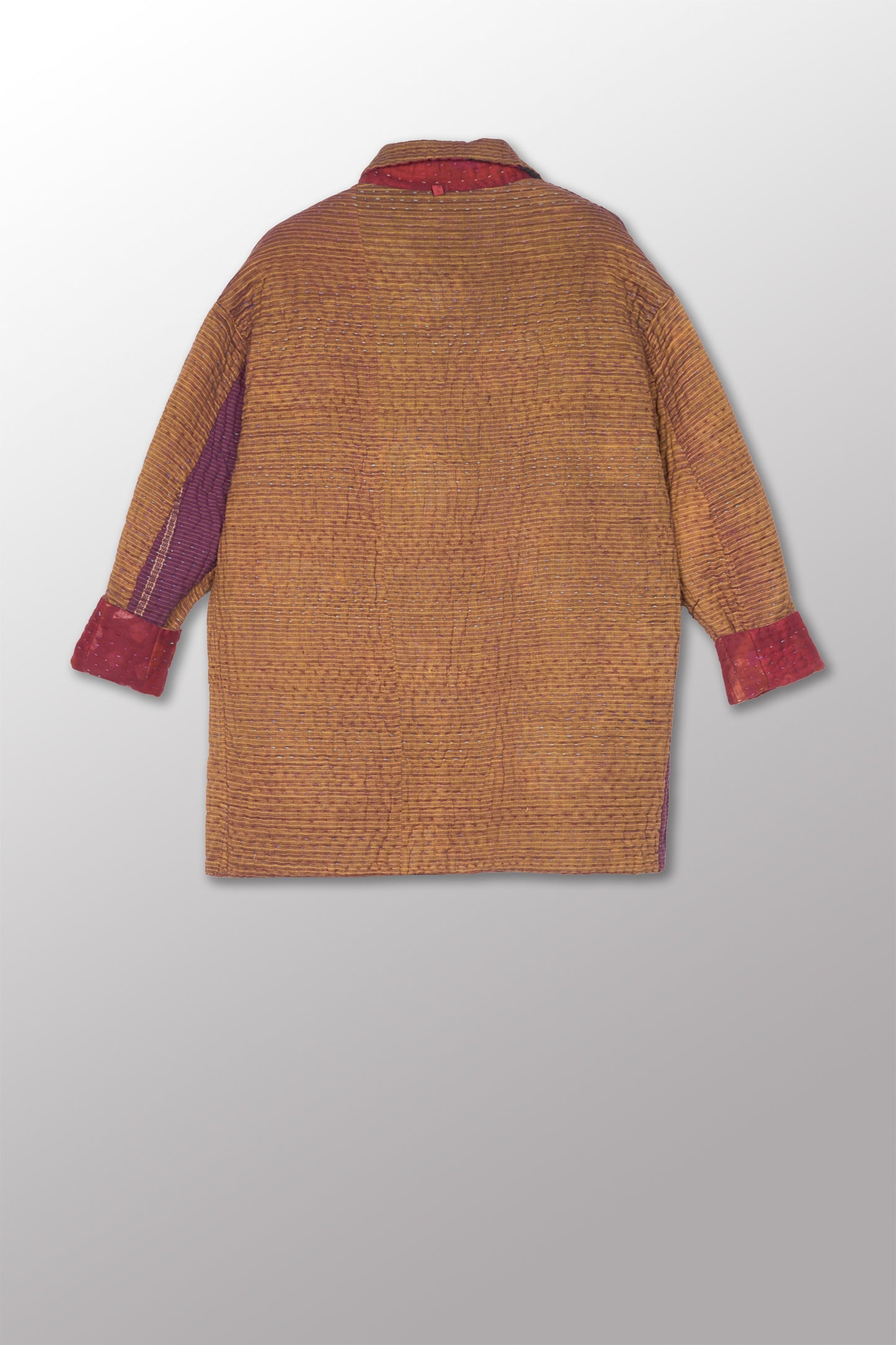 QUILTED OVERDYE COTTON KANTHA LAPELED MEDIUM JKT - oq5080-cred001s -