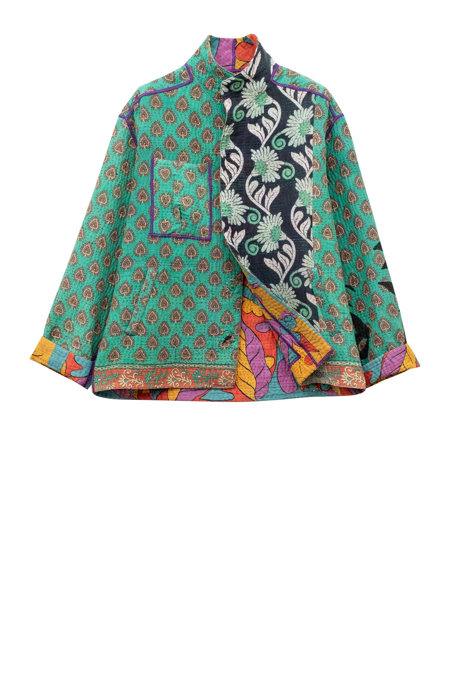 VINTAGE COTTON KANTHA MEN'S BLOUSON - cv4040-0016s -