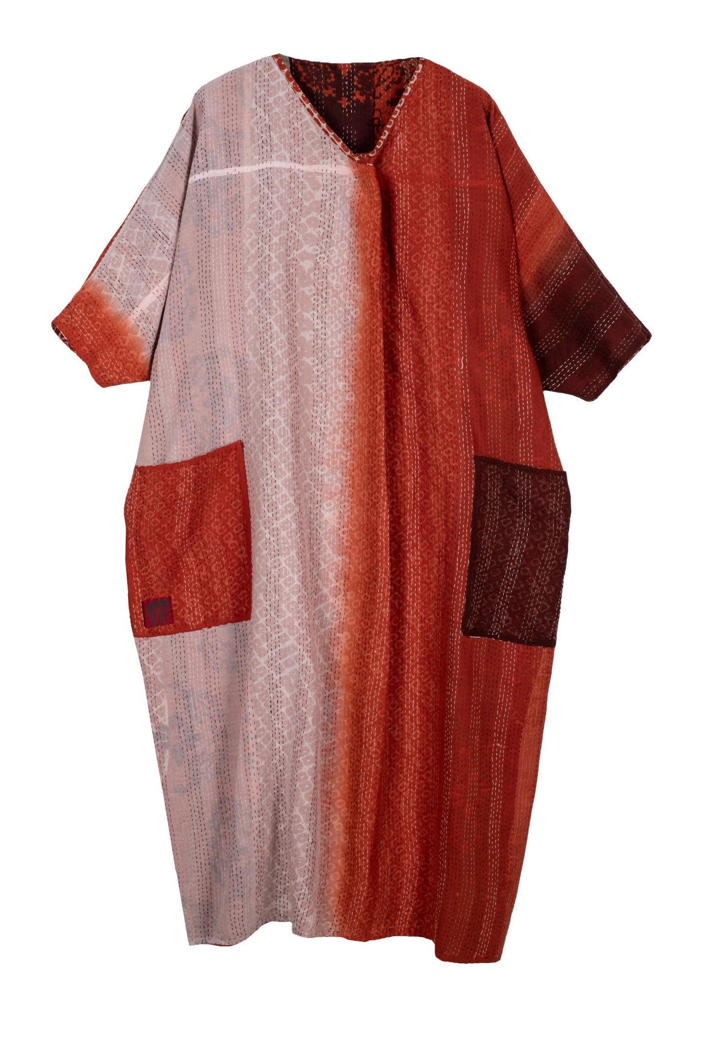 KIMONO COTTON KANTHA DOLMAN MAXI - kc2440-org -