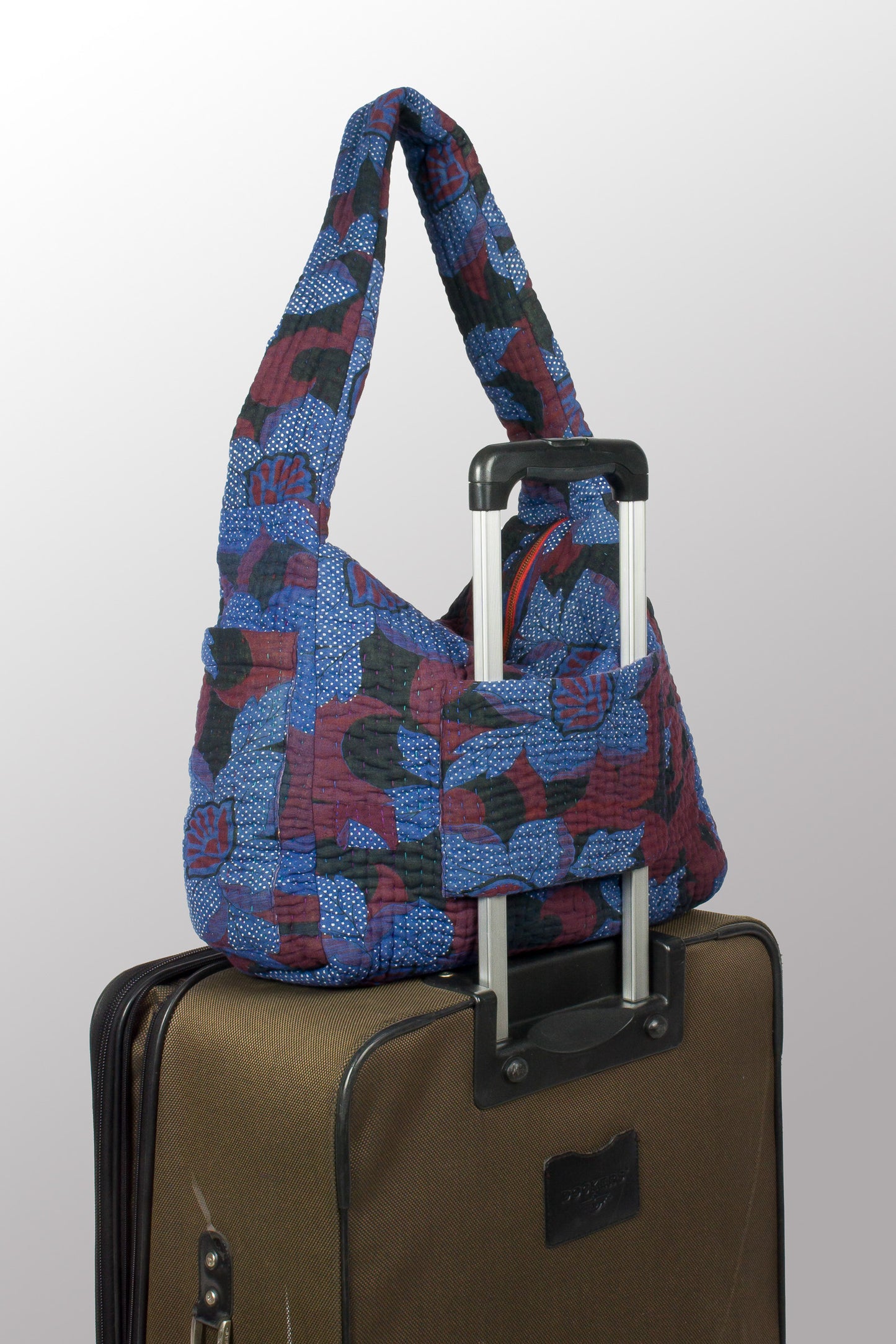 Quilted Overdye Cotton Kantha Oversized Hobo Bag