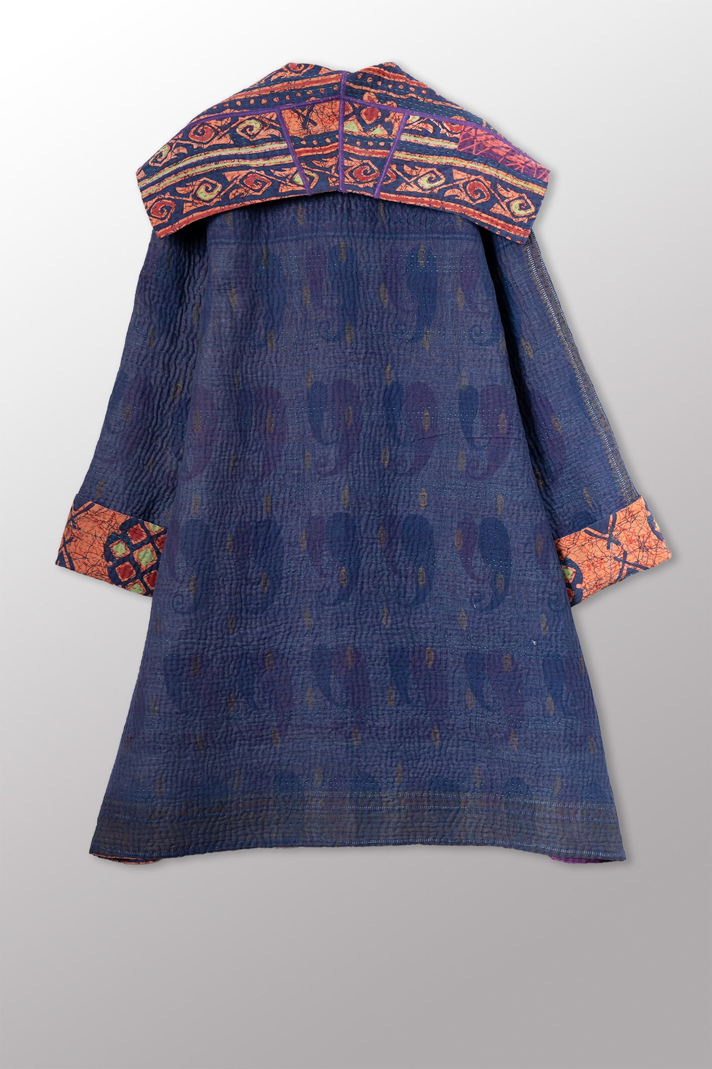 VINTAGE COTTON KANTHA POCKET MEDIUM COAT - cv4316-0050m -