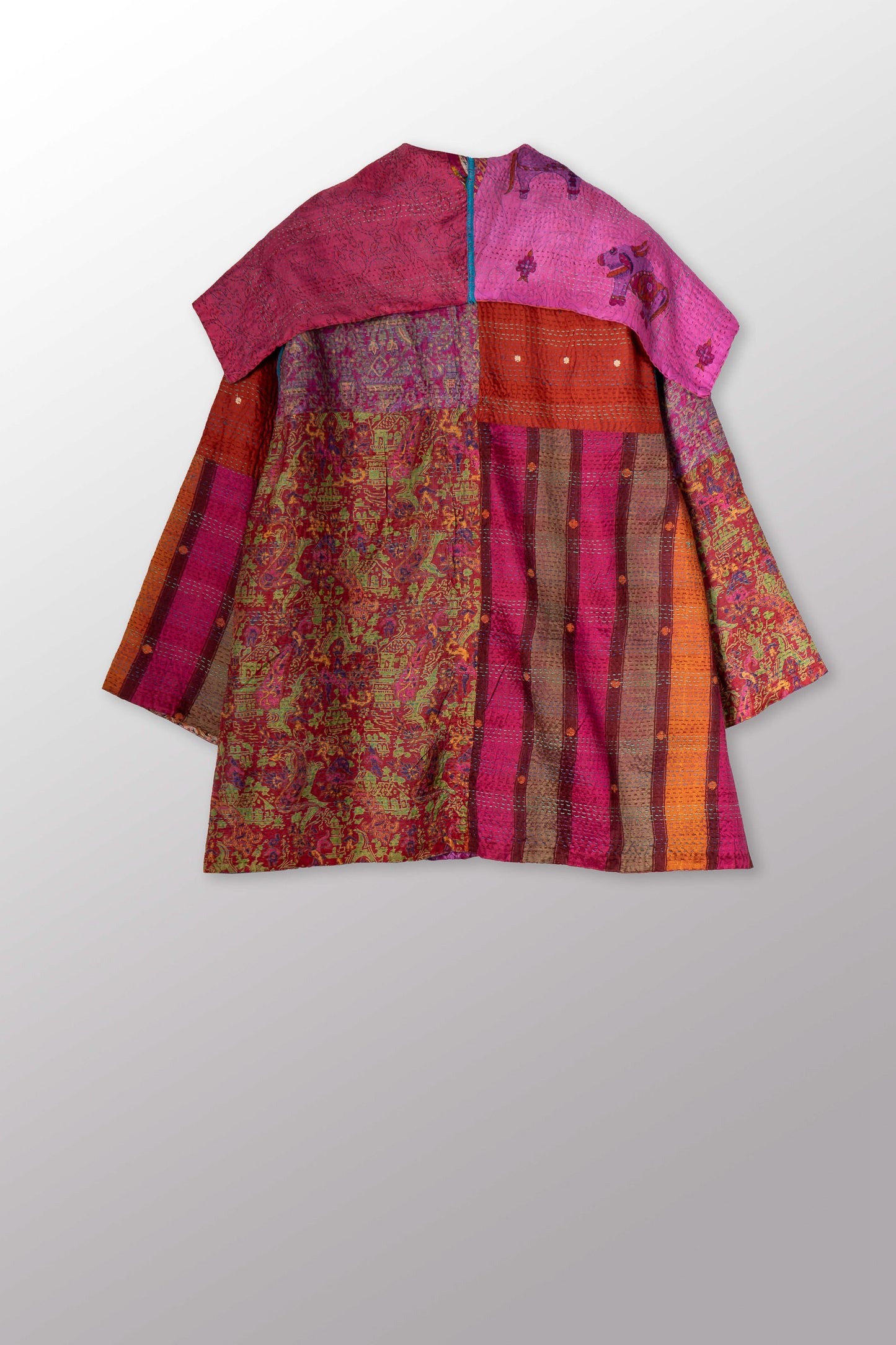 VINTAGE SILK KANTHA FLARE JKT - sv2010-0057a -