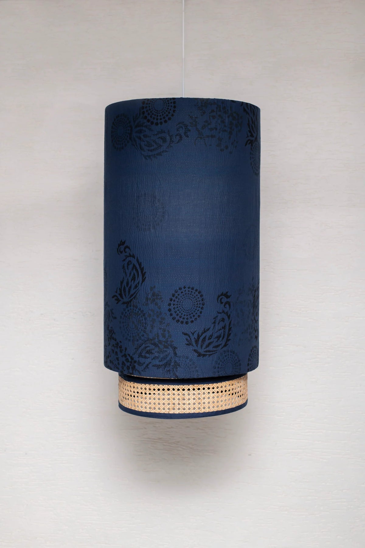 Ombre Kantha Hanging Lamp -Navy