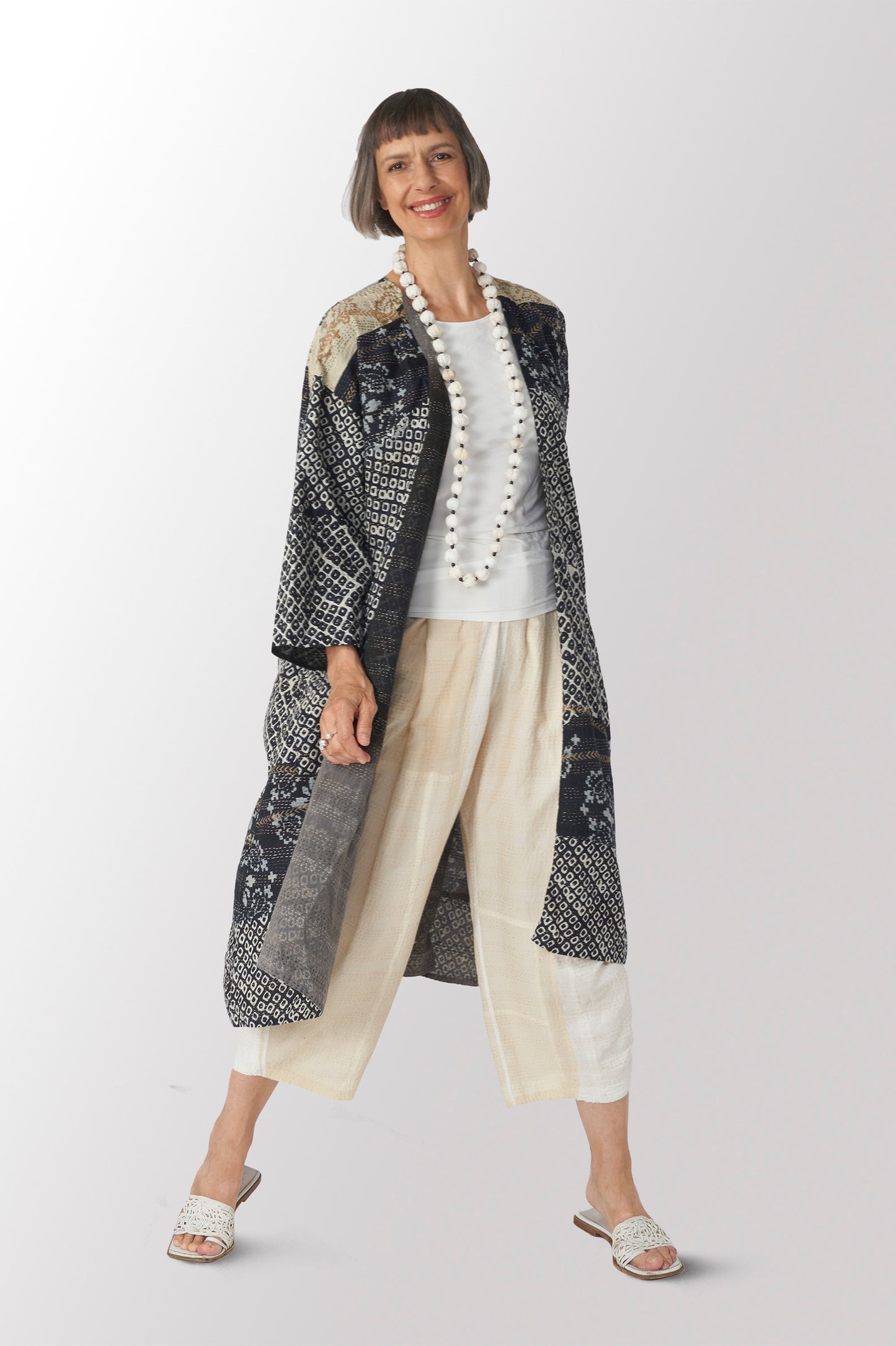 JAIPUR WHITE KANTHA BAGGY PANTS - jw2642-ivy -