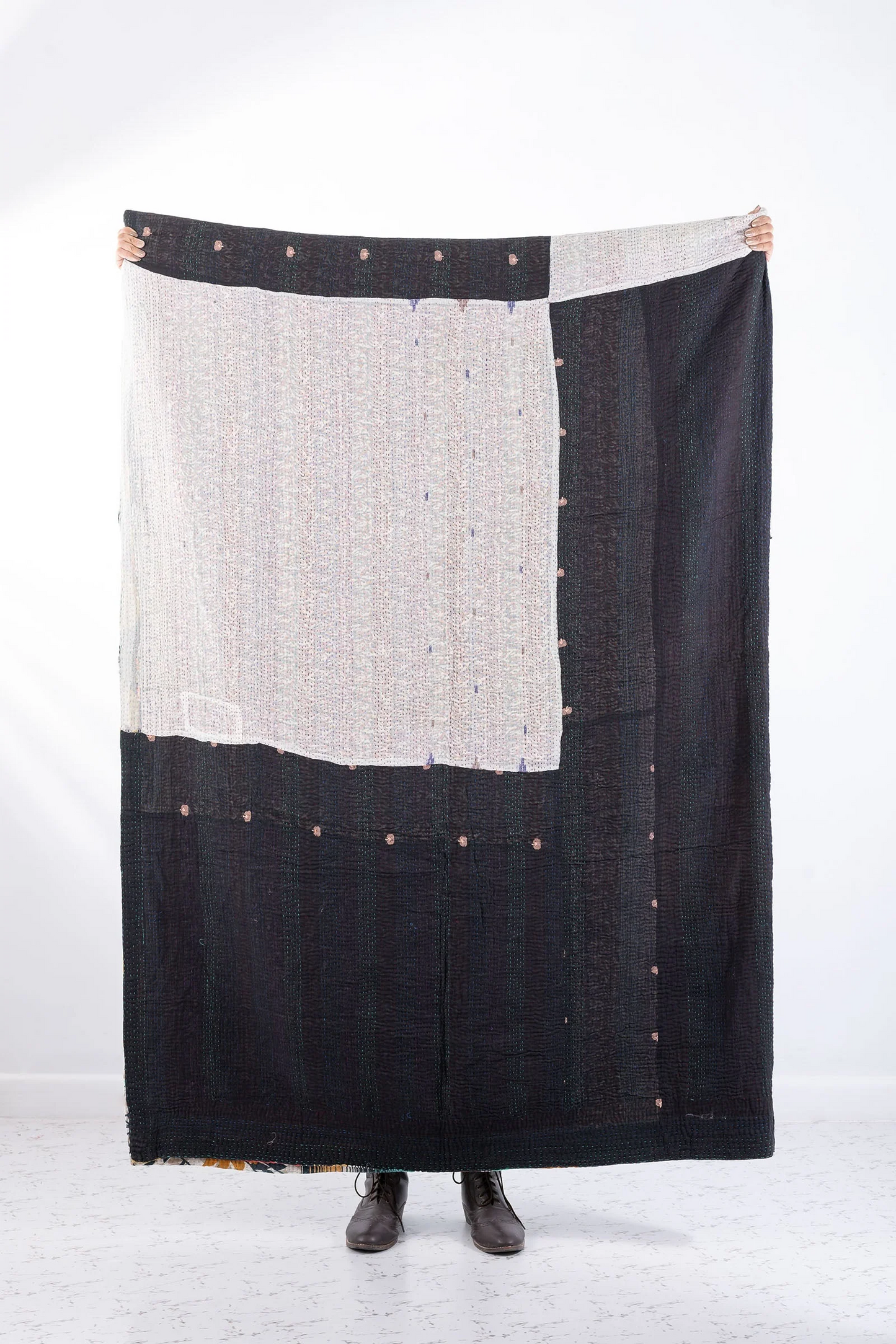 Vintage Cotton Kantha Bedcover -Multi -