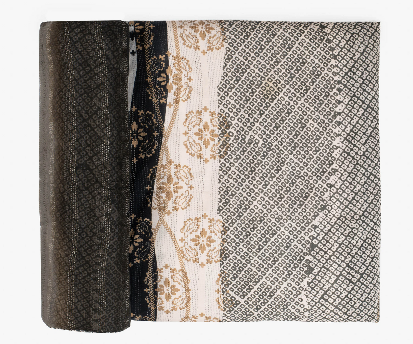 Kimono Cotton Kantha Day Bed Mattress Cover -Orange -