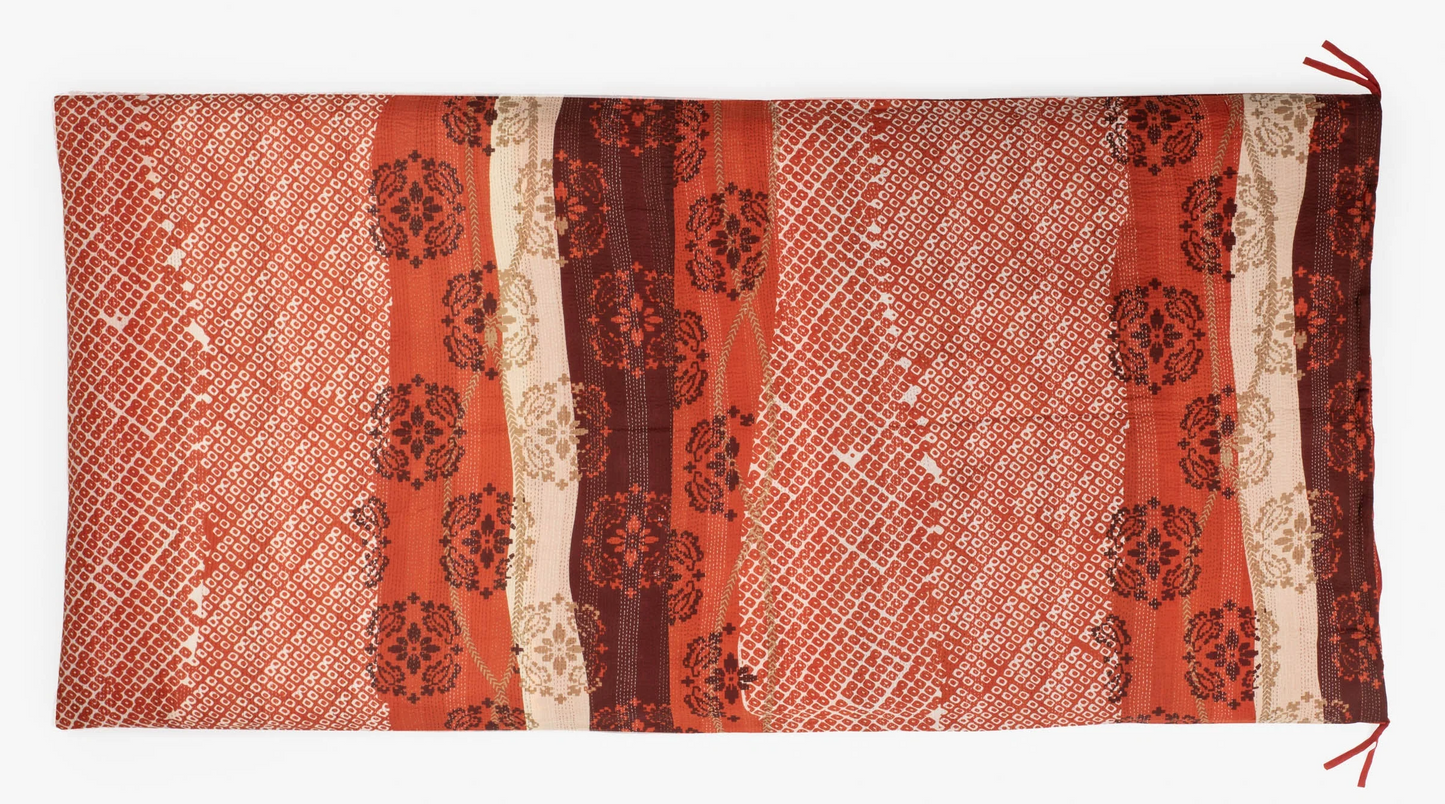 Kimono Cotton Kantha Day Bed Mattress Cover -Orange -