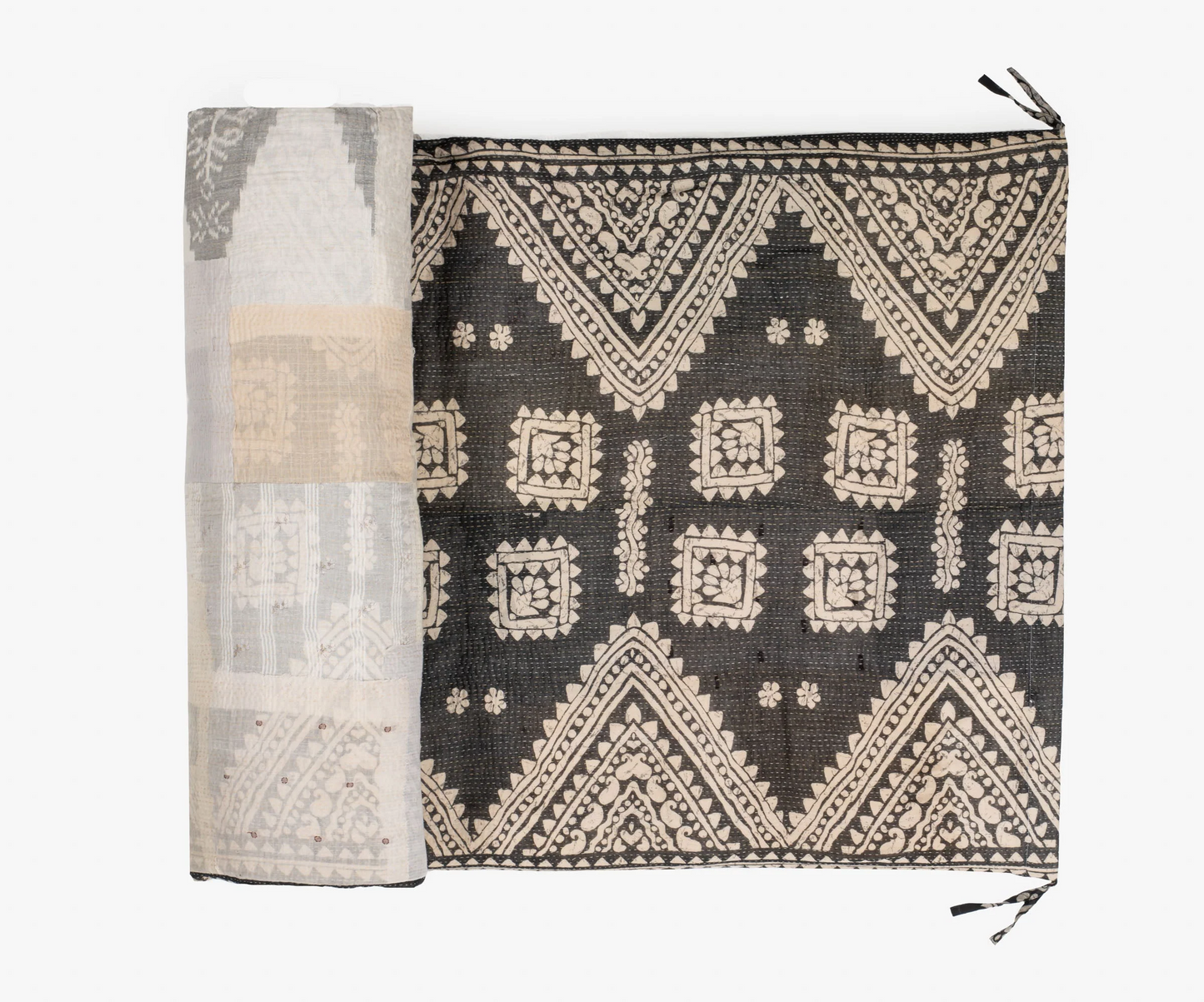 Mosaic Fray Handmade Vintage Kantha Day Bed Mattress Cover -Green -