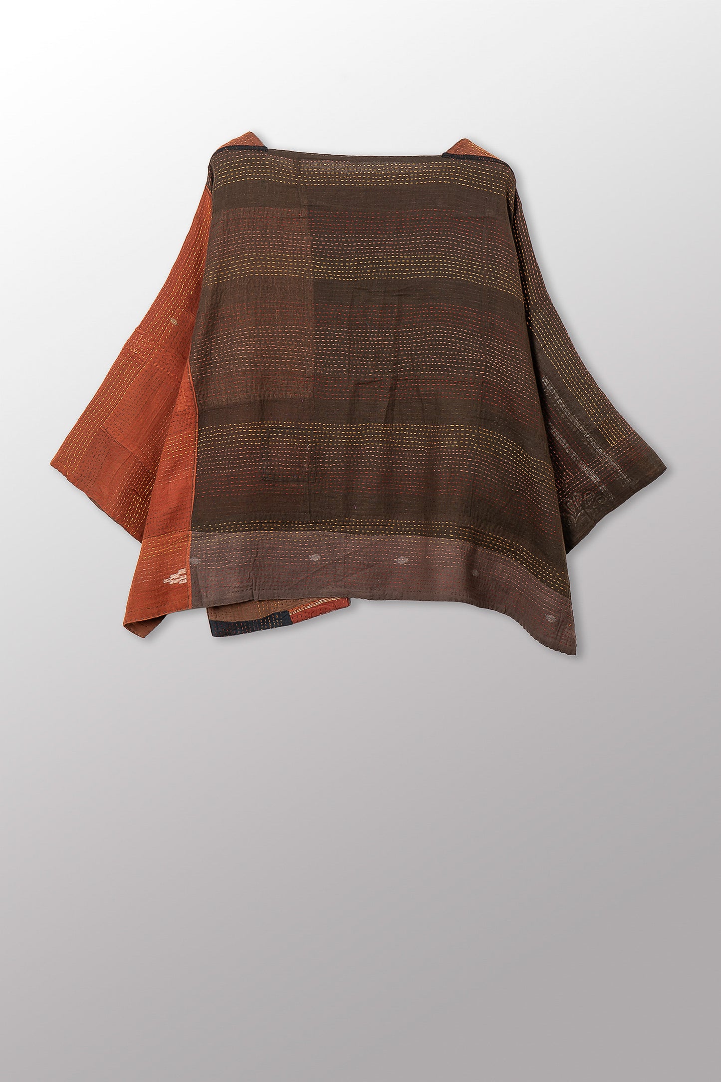 BROCADE PATCHED KANTHA 3/4 SLV. CROP TOP MIO - bp2538-brn -