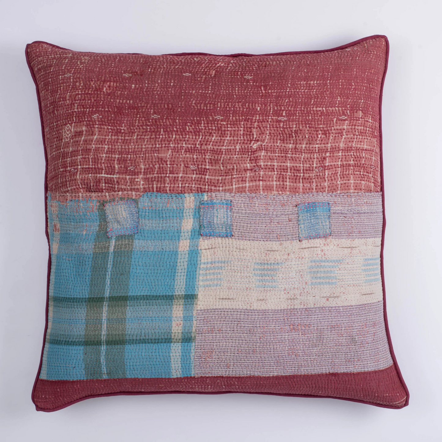 Vintage Ribbed Kantha Pillow Sham #0003