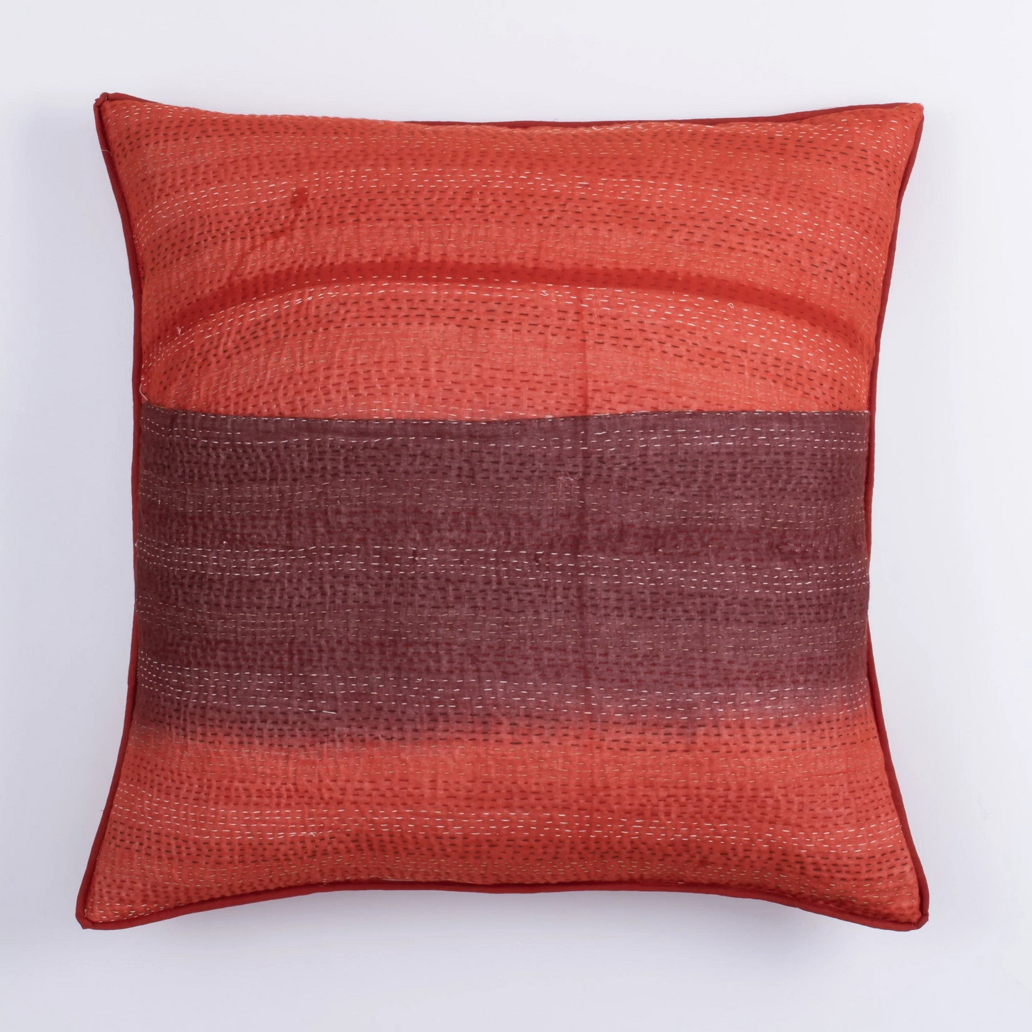 Kimono Cotton Kantha Pillow Sham -Gray -