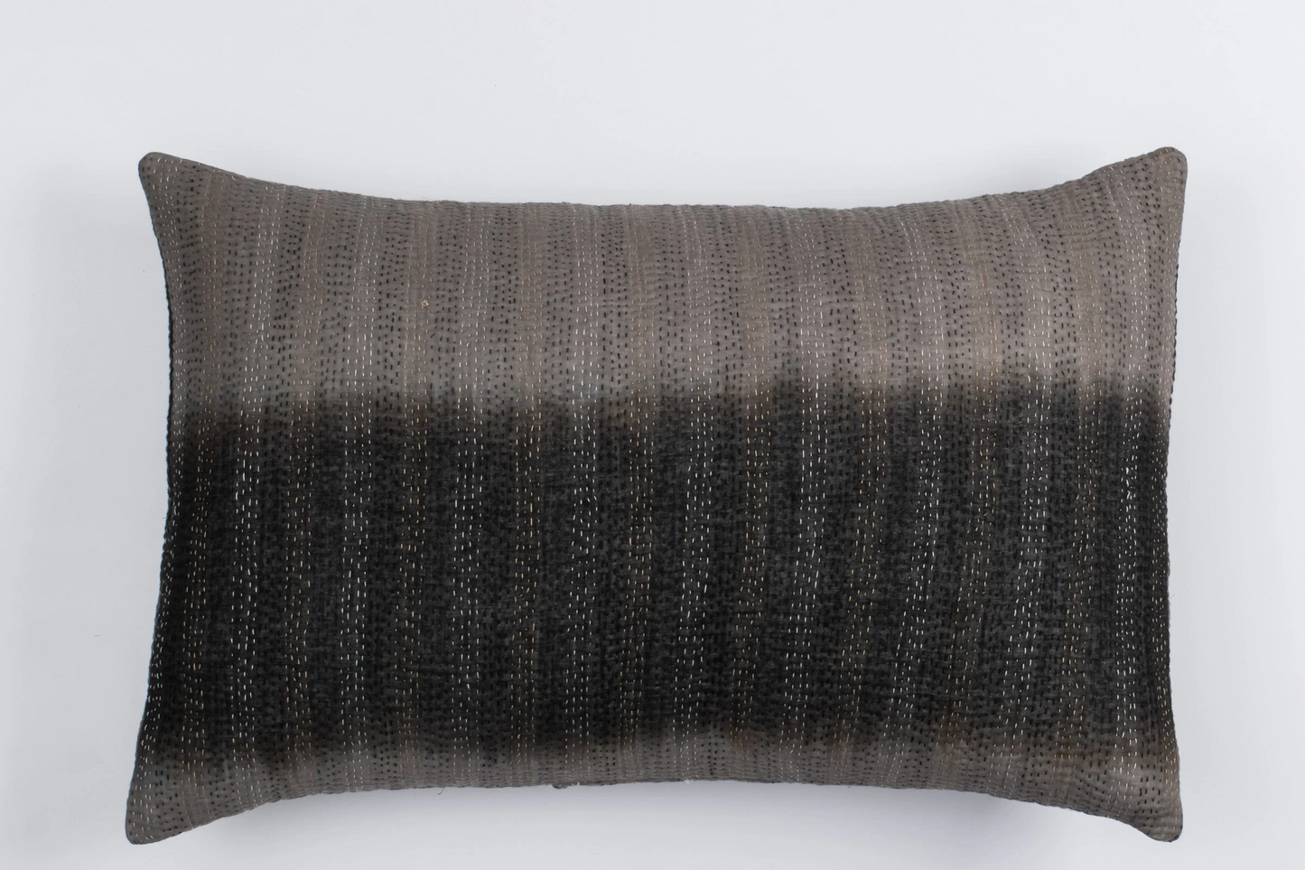 Kimono Cotton Kantha Pillow Sham -Gray -