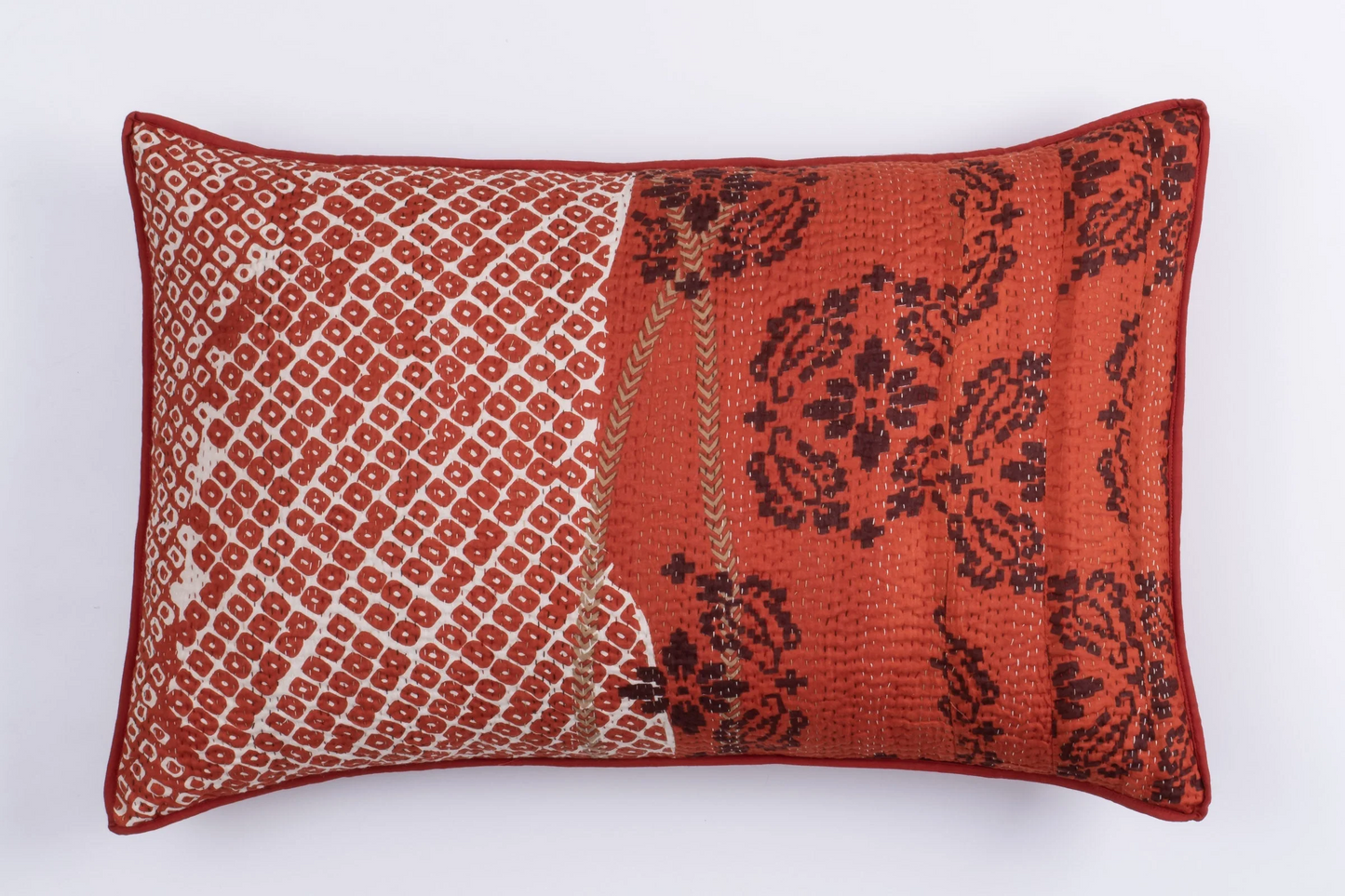 Kimono Cotton Kantha Pillow Sham -Gray -