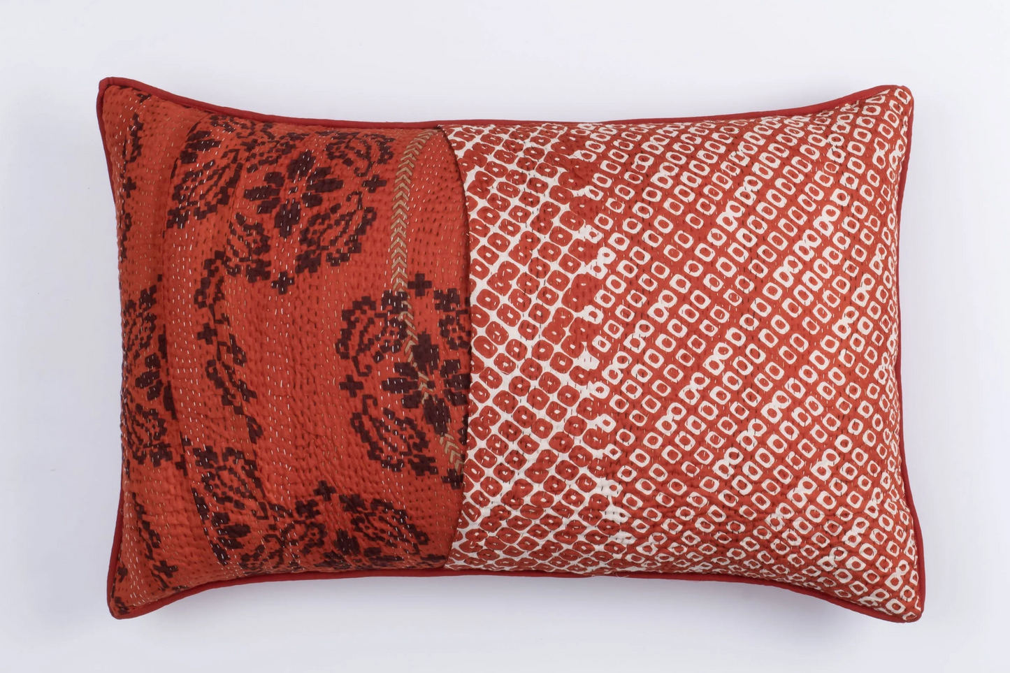 Kimono Cotton Kantha Pillow Sham -Gray -