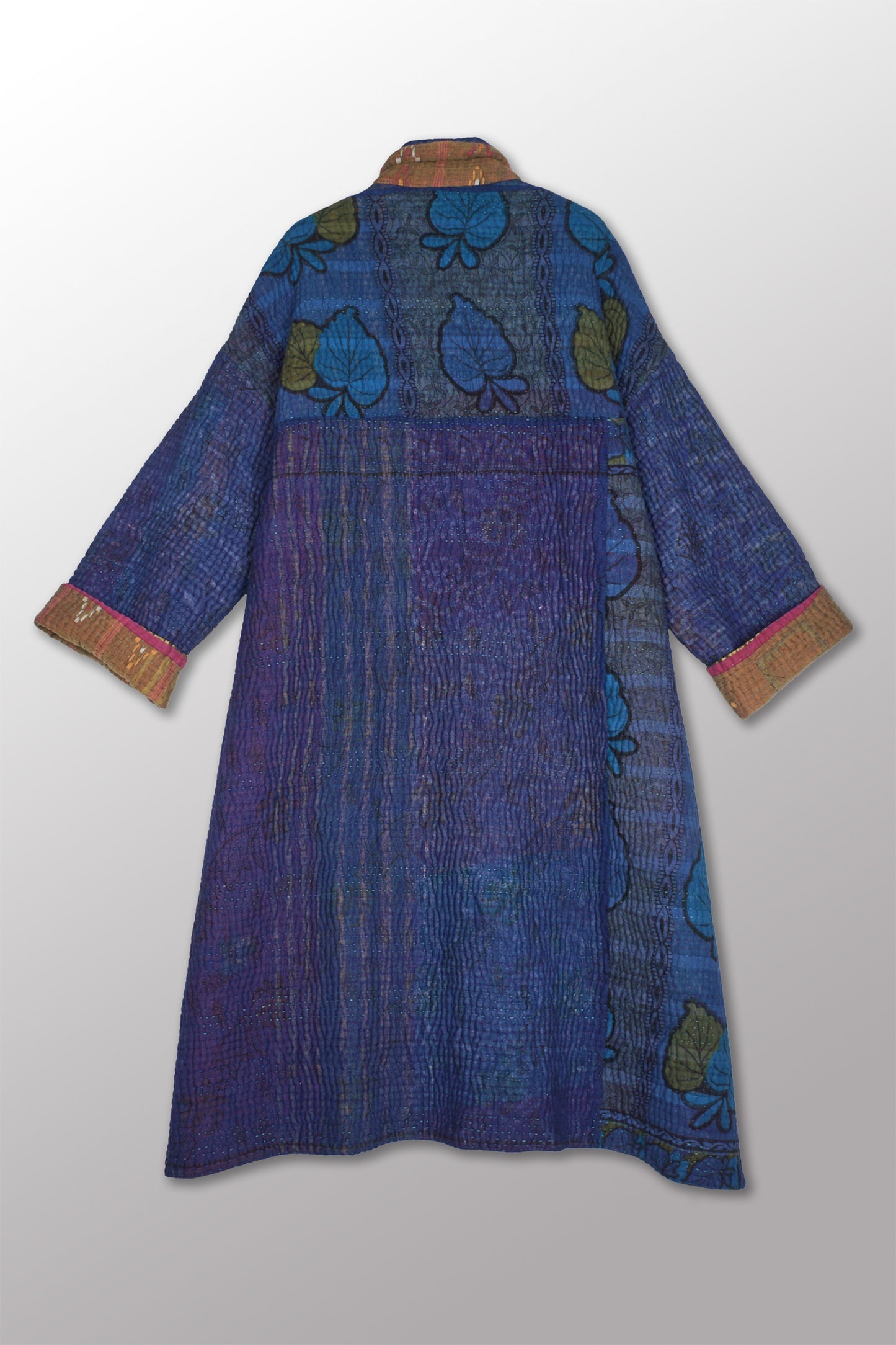 QUILTED OVERDYE COTTON KANTHA NEW OVERSIZED COAT - oq5342-cblu004a -