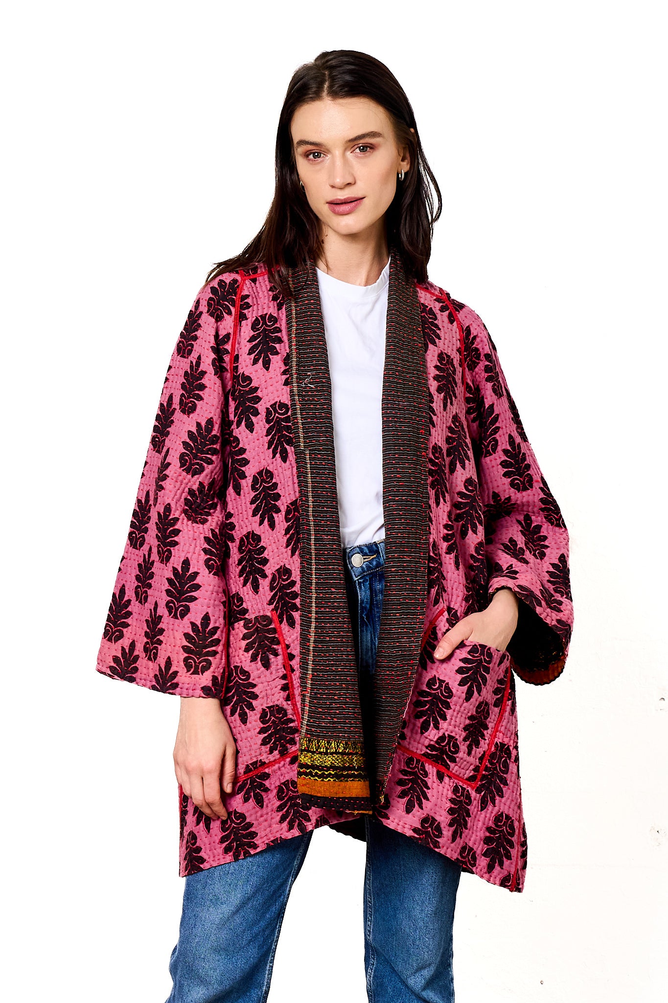 VINTAGE COTTON BBK KANTHA A-LINE JKT - bb4003-mlt -