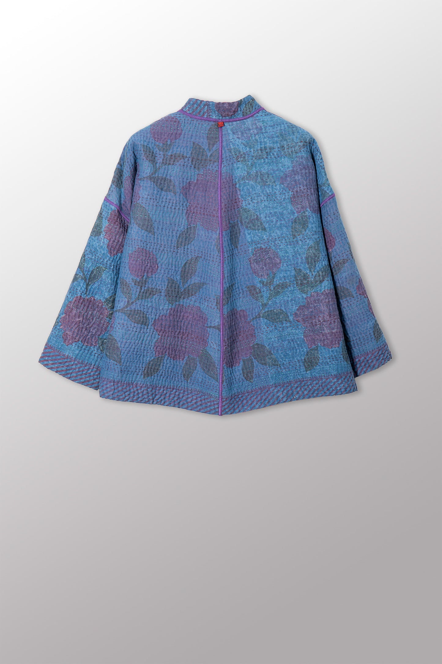 COTTON OVERDYE KANTHA STAND COLLAR CROPPED JKT - ov4034-cfus002a -