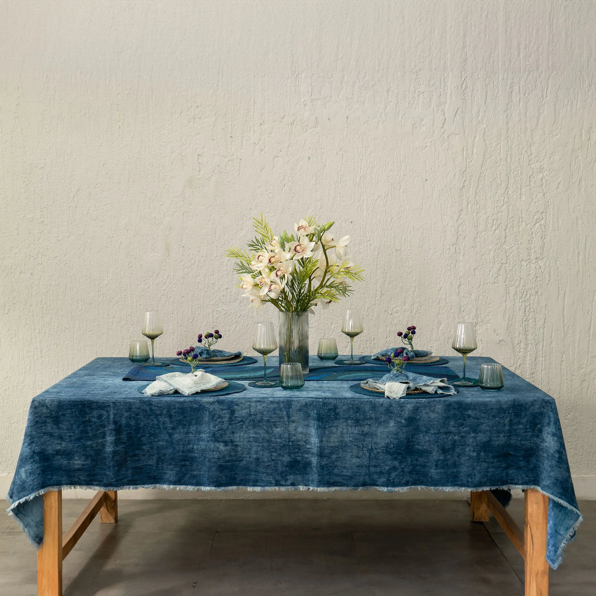 Linen Mud Dye Kantha Night Sky Table Cover