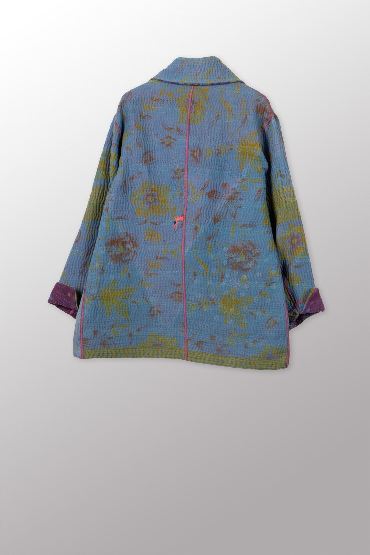 COTTON OVERDYE KANTHA PEA COAT - ov4349-cblu001m -