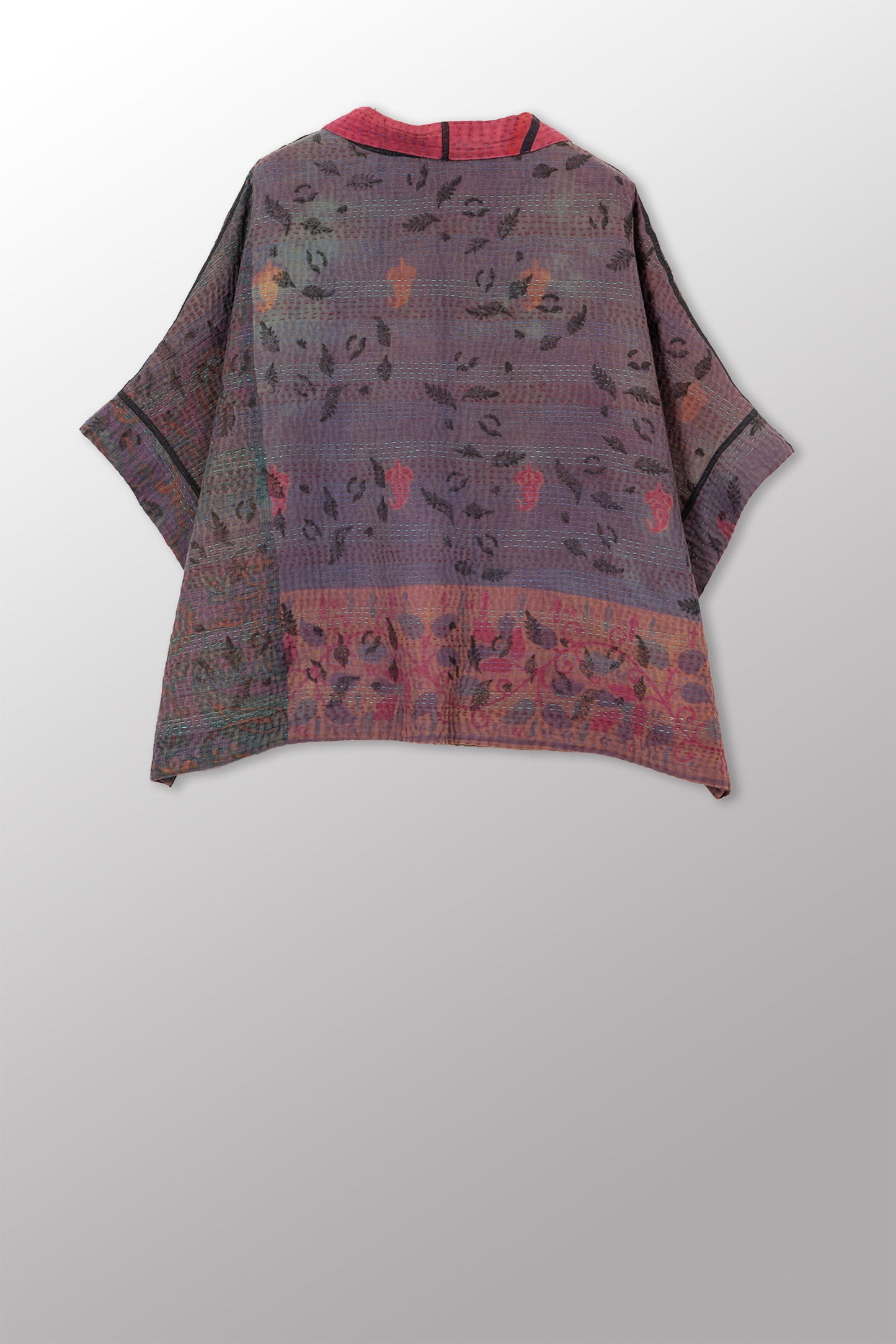 VINTAGE COTTON KANTHA MINI PONCHO - cv4060-0066a -