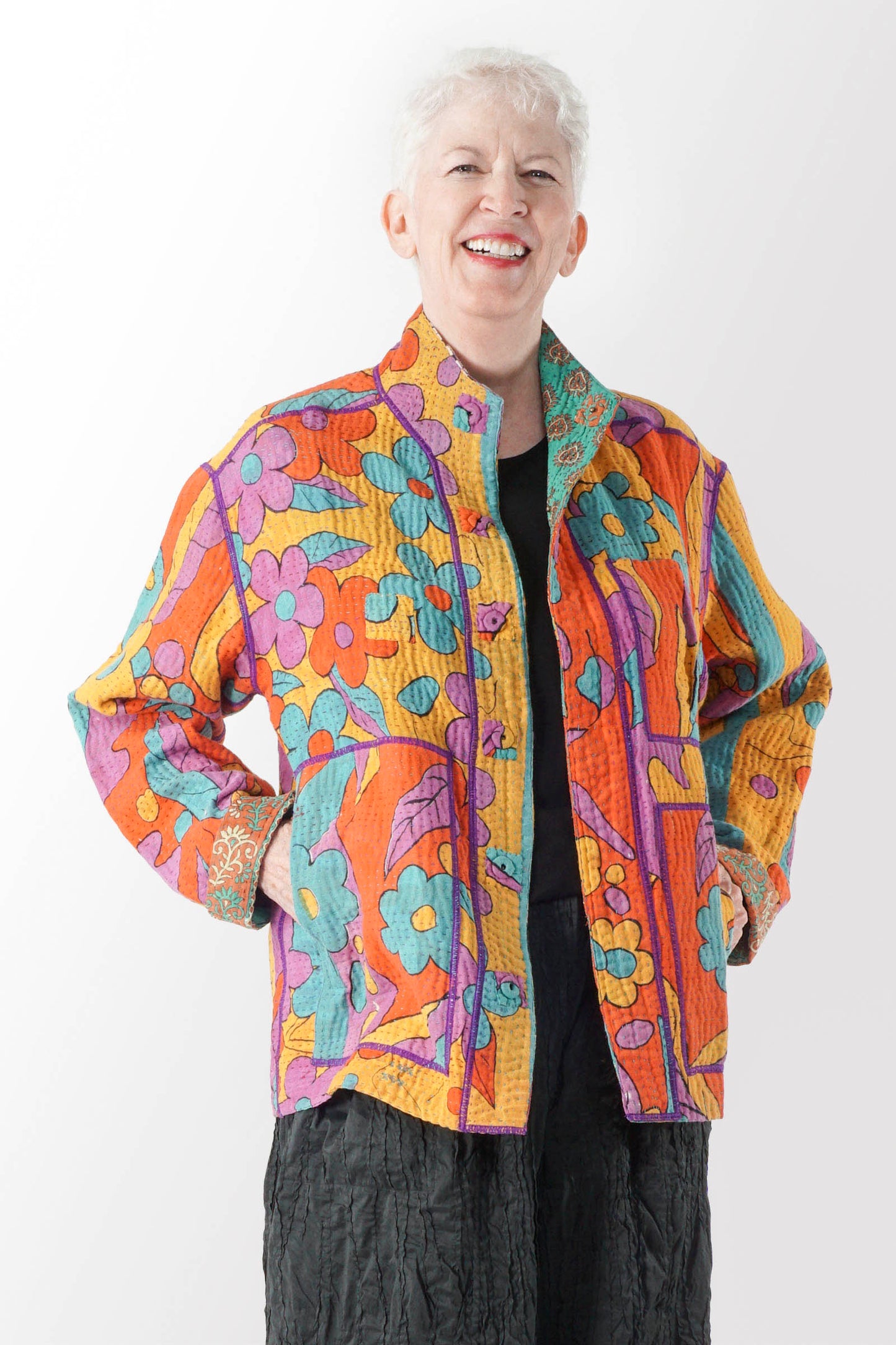 VINTAGE COTTON KANTHA MEN'S BLOUSON - cv4040-0016s -
