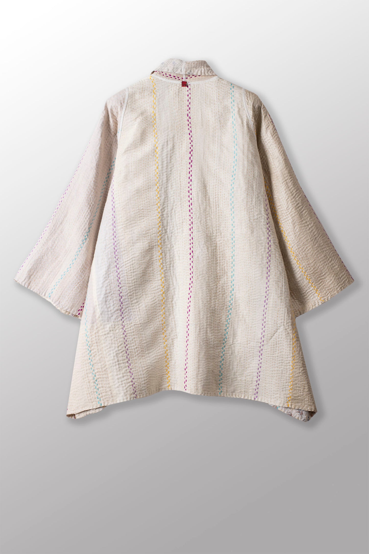 JEWEL WOVEN WITH VERTICAL PATCH KANTHA A-LINE JACKET - jv4003-ivy -