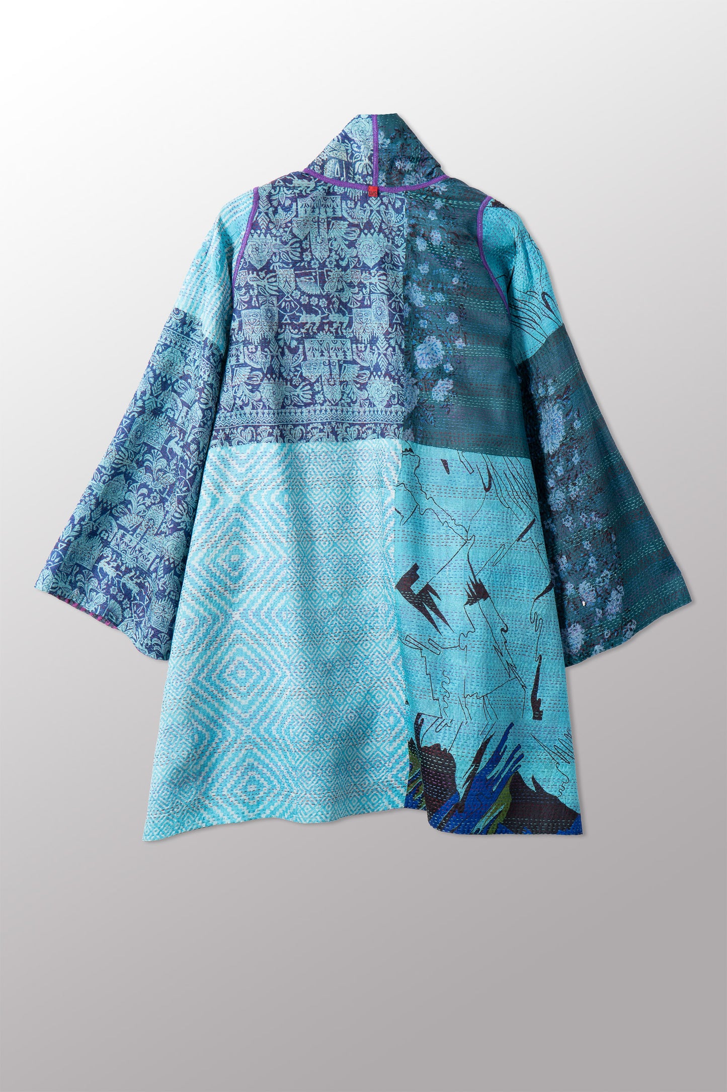 VINTAGE SILK KANTHA A-LINE JKT - sv2003-0391a -