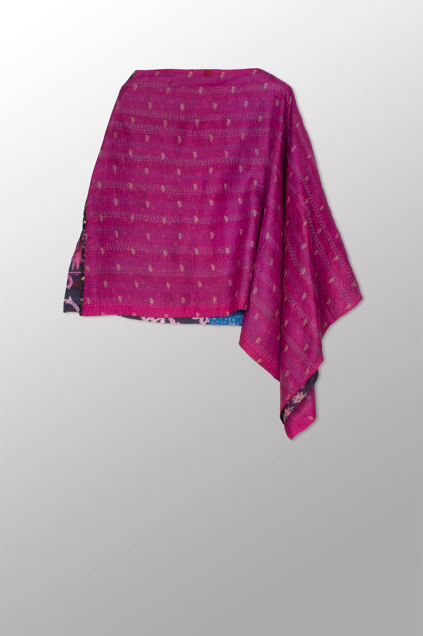 VINTAGE SILK KANTHA LONG CAPE - sv2841-mlt -