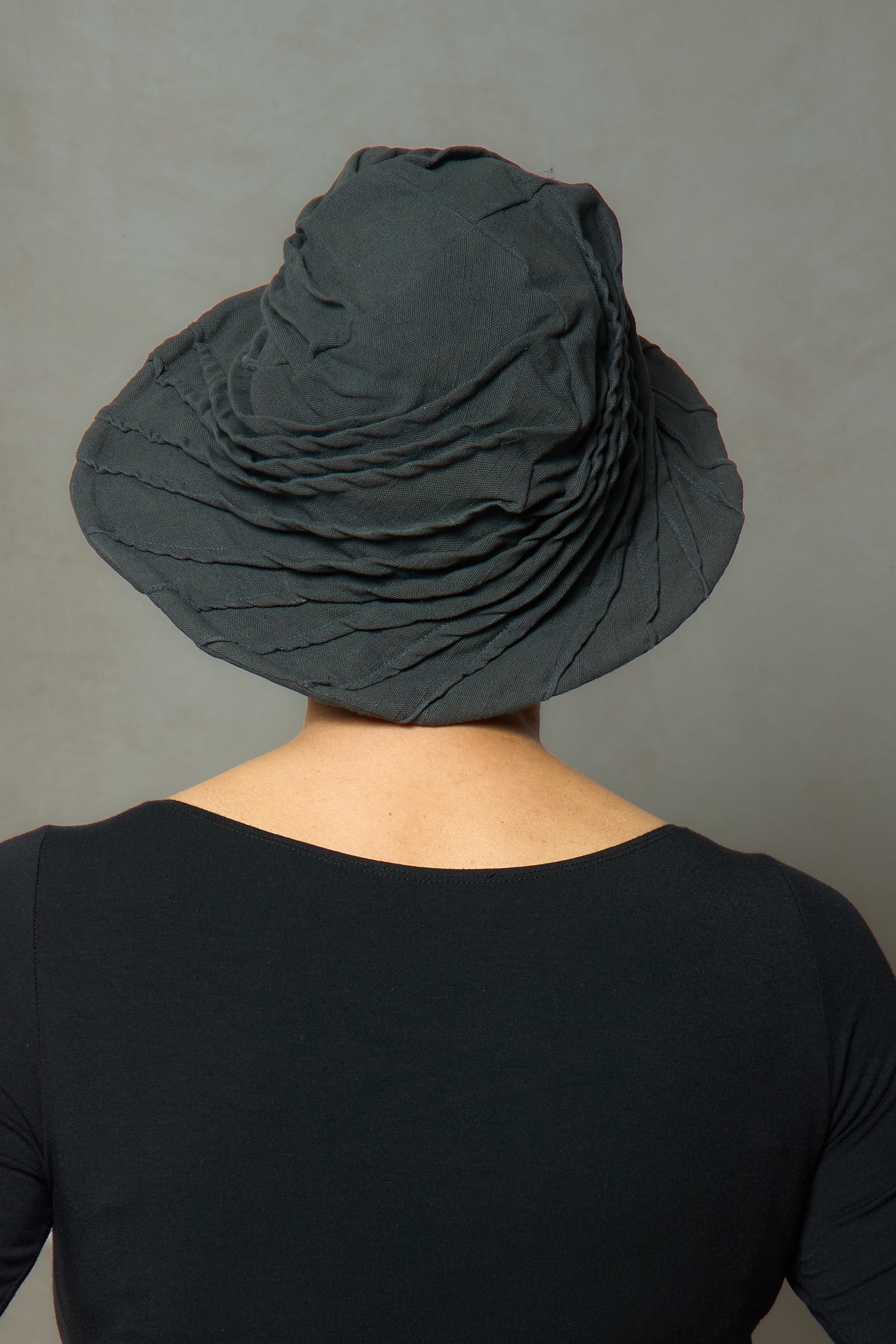 DUCK COTTON SOFT CANVAS TWIST TUCKED BRIM HAT - du1886-blk -