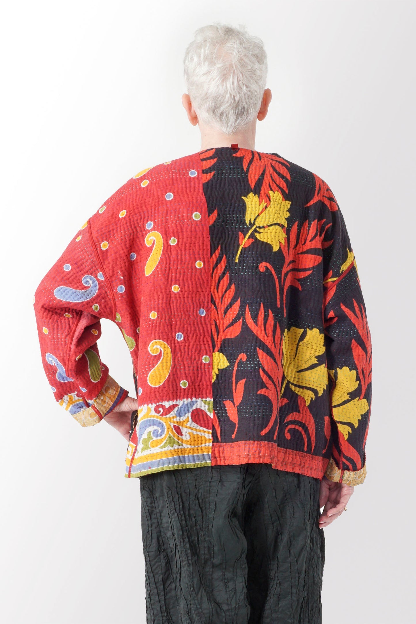 VINTAGE COTTON KANTHA CREW NECK SHORT JKT - cv4053-0050a -