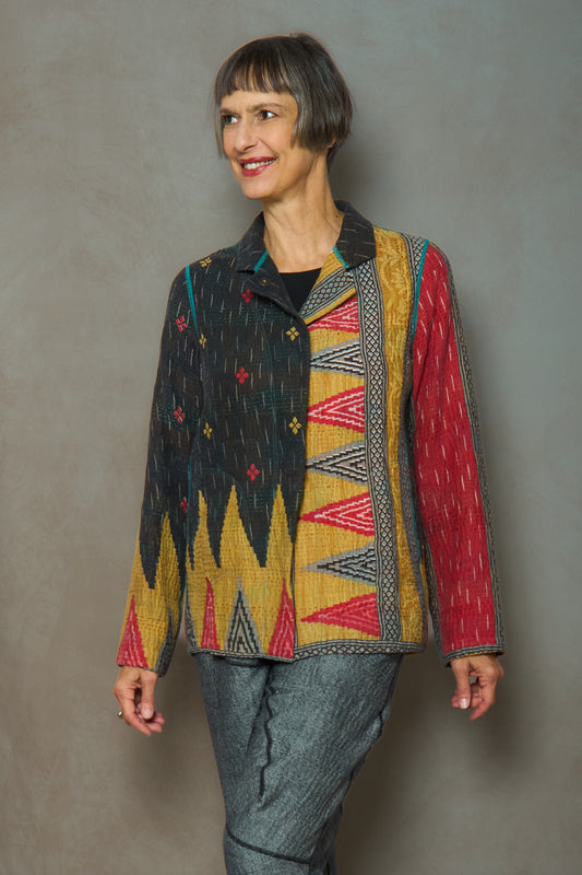 VINTAGE COTTON KANTHA SIMPLE JKT - cv4022-0094m -