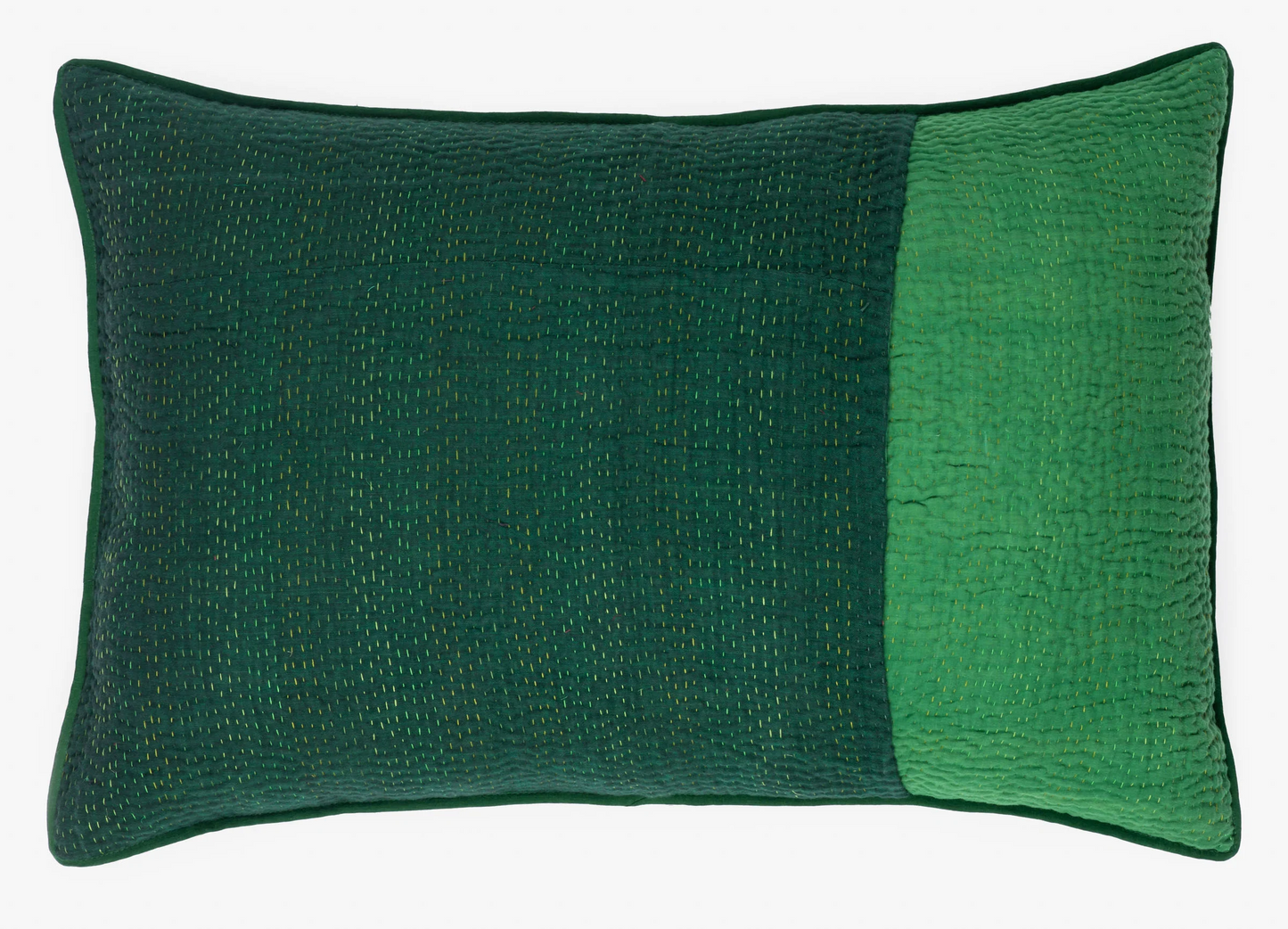 Landscape Handmade Vintage Kantha Pillow Sham -Green -