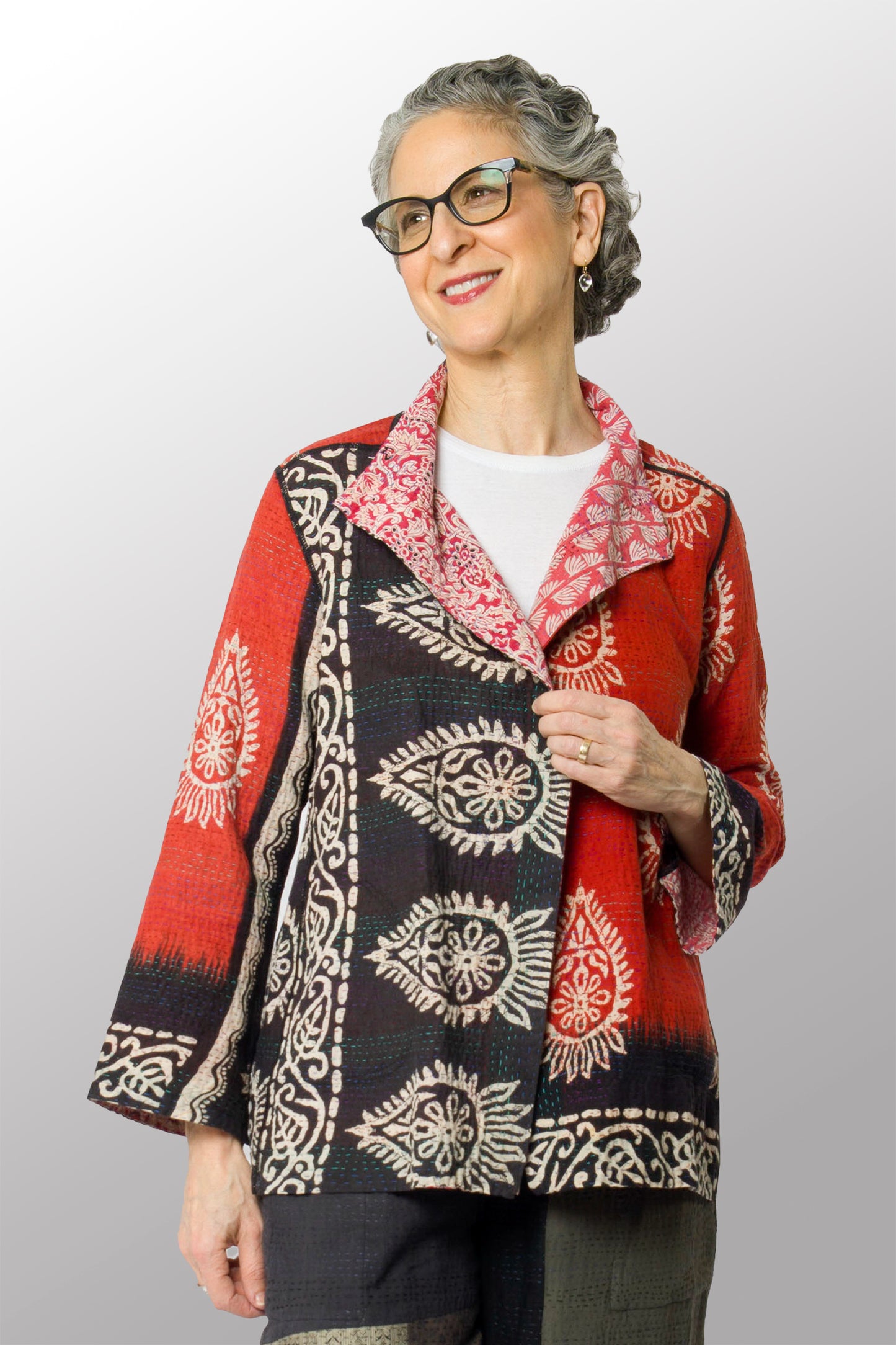 VINTAGE COTTON KANTHA SHORT JKT - cv2007-0083l -