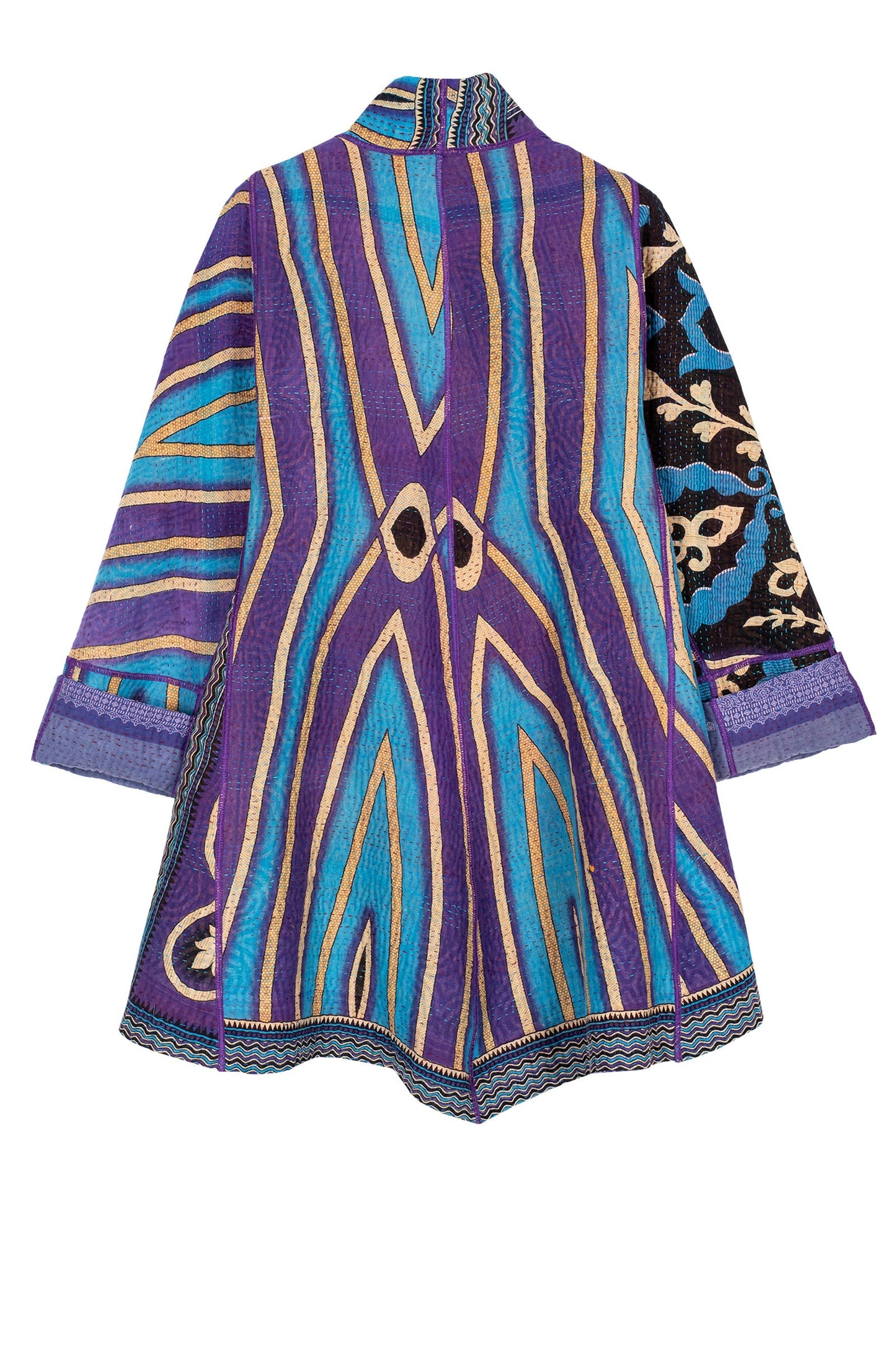 VINTAGE COTTON KANTHA FLARE LONG JKT - cv4021-0037m -