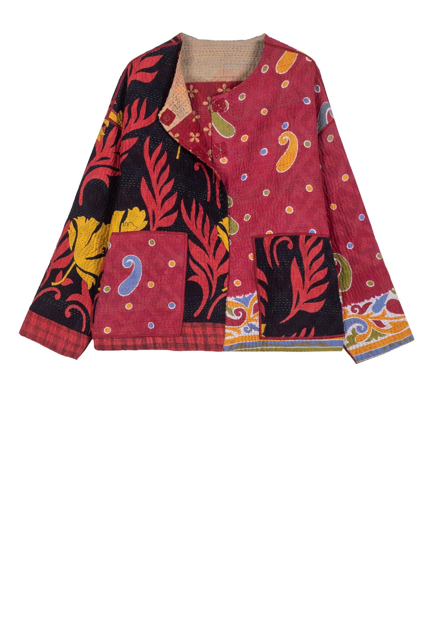 VINTAGE COTTON KANTHA CREW NECK SHORT JKT - cv4053-0050a -