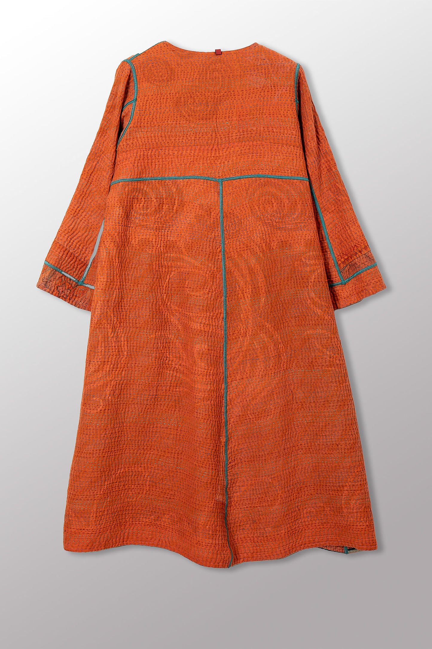 COTTON OVERDYE KANTHA WRAP FLARE COAT - ov4330-corg001a -