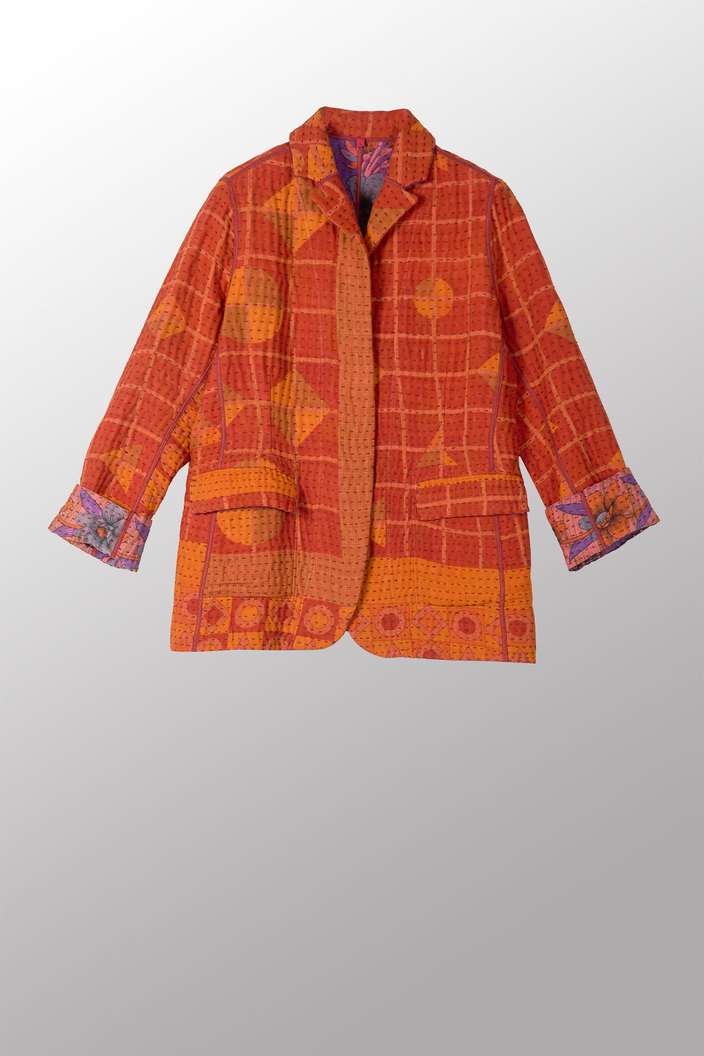 VINTAGE COTTON BBK KANTHA BASIC JACKET - bl-bb4052-0001s -