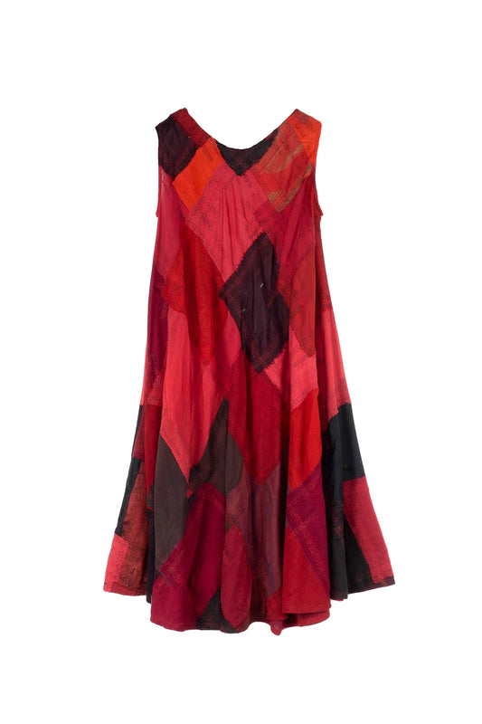 MOSAIC OMBRE KANTHA FULL CIRCULAR DRESS CITY - mo1421-red -