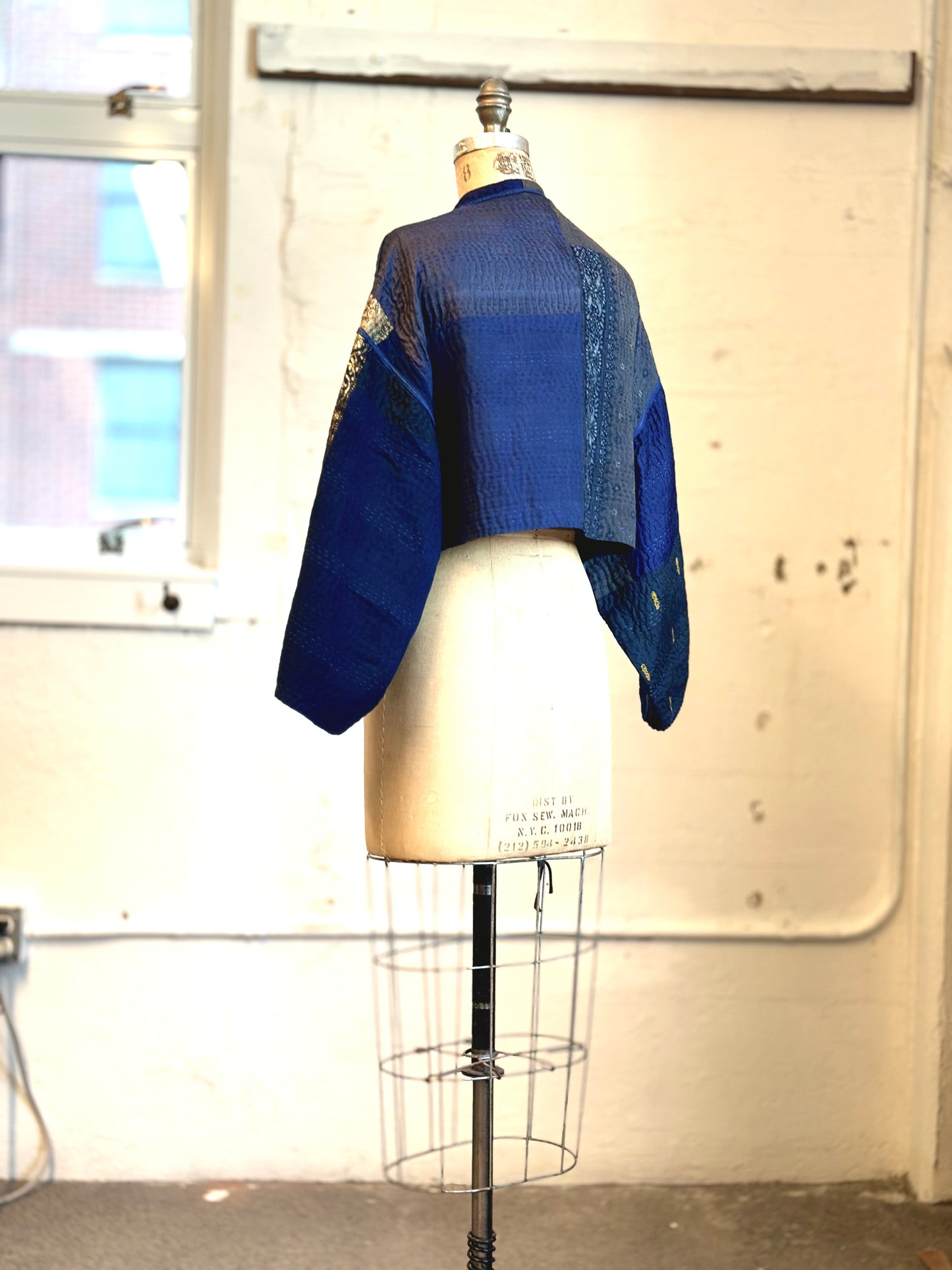 COTTON SILK SW PATCH KANTHA SLEEVE JACKET - ws4090-gry -