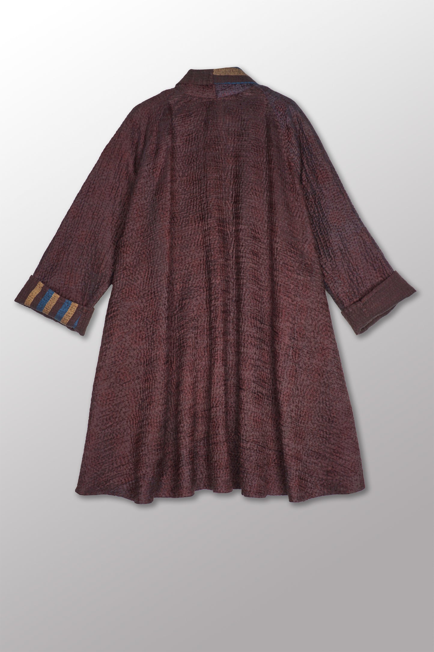 JACQUARD WITH WOVEN KANTHA KIMONO LONG JACKET - jq5005-0001a -